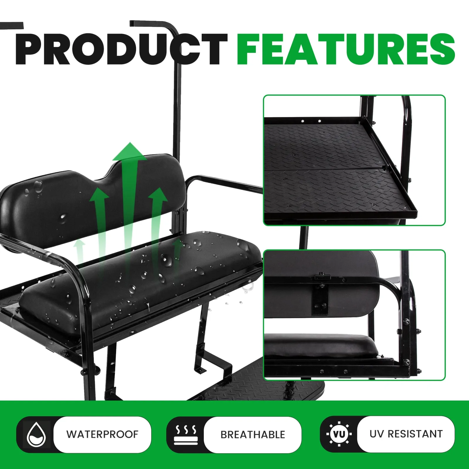 ECOTRIC Rear Seat Kit with Grab Bar for E-Z-GO TXT image 4