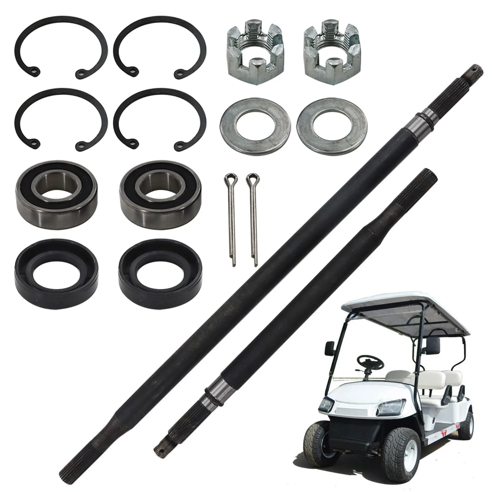 DYRDINSHOW Rear Spline Axle Shaft & Bearing Seal Kit for E-Z-GO RXV Electric 2008+