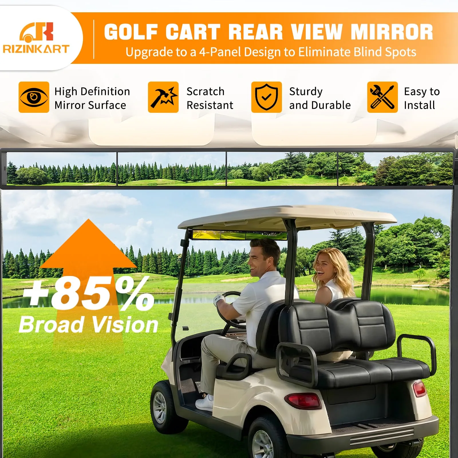 RIZINKART 4-Panel Golf Cart Rear View Mirror image 4