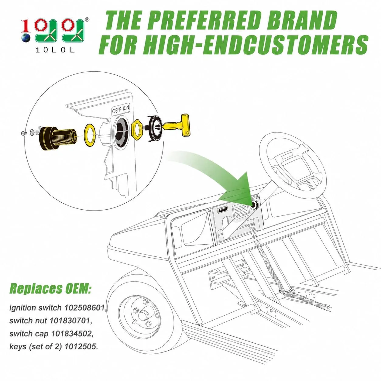 10L0L Ignition Key Switch for Club Car Precedent image 2