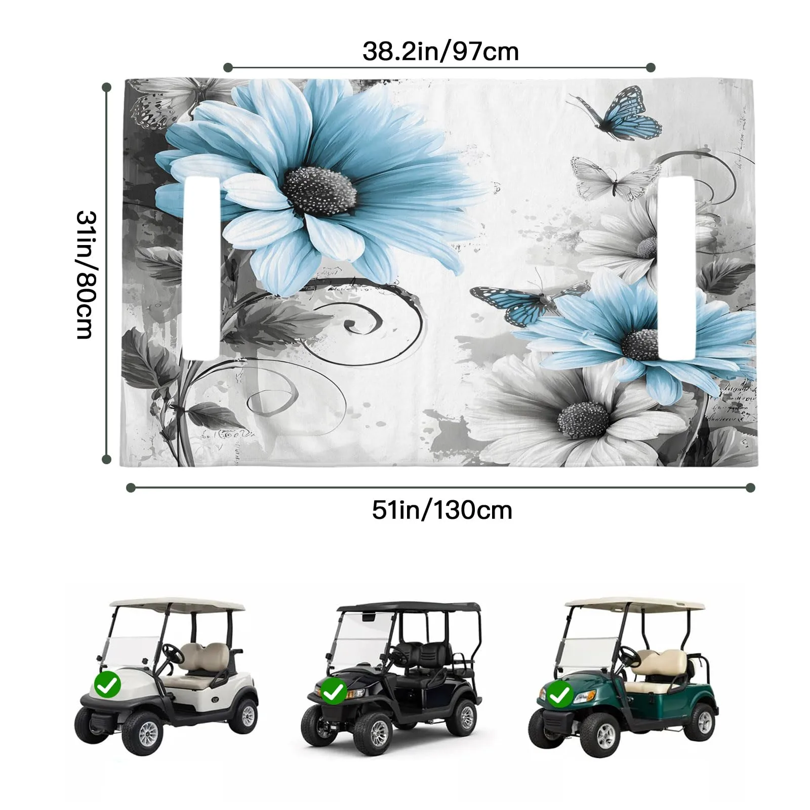 Trosturdspn Floral Golf Cart Seat Towel Blanket 51 x 31 image 2