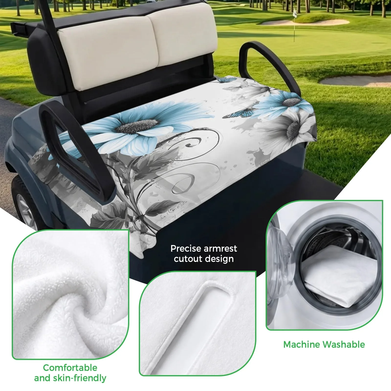 Trosturdspn Floral Golf Cart Seat Towel Blanket 51 x 31 image 3