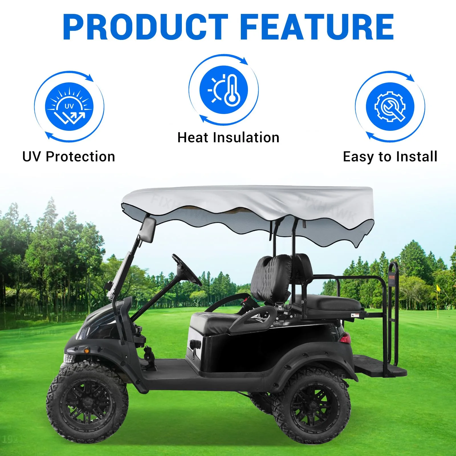 FIXHAWK Sun Shade Cover for Club Car Precedent 2+2 image 2