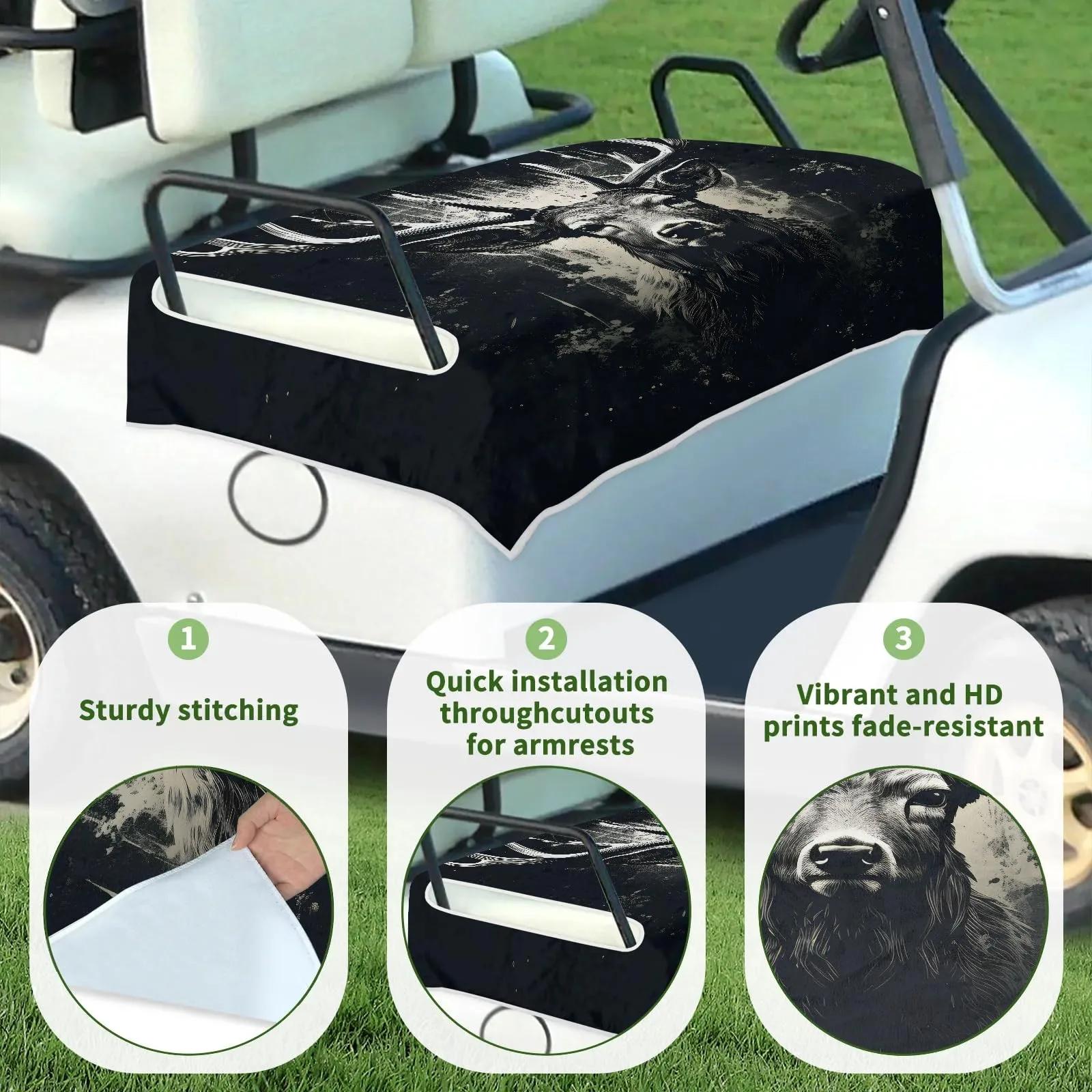 Tiveruda Golf Cart Seat Cover for Double Seats image 3