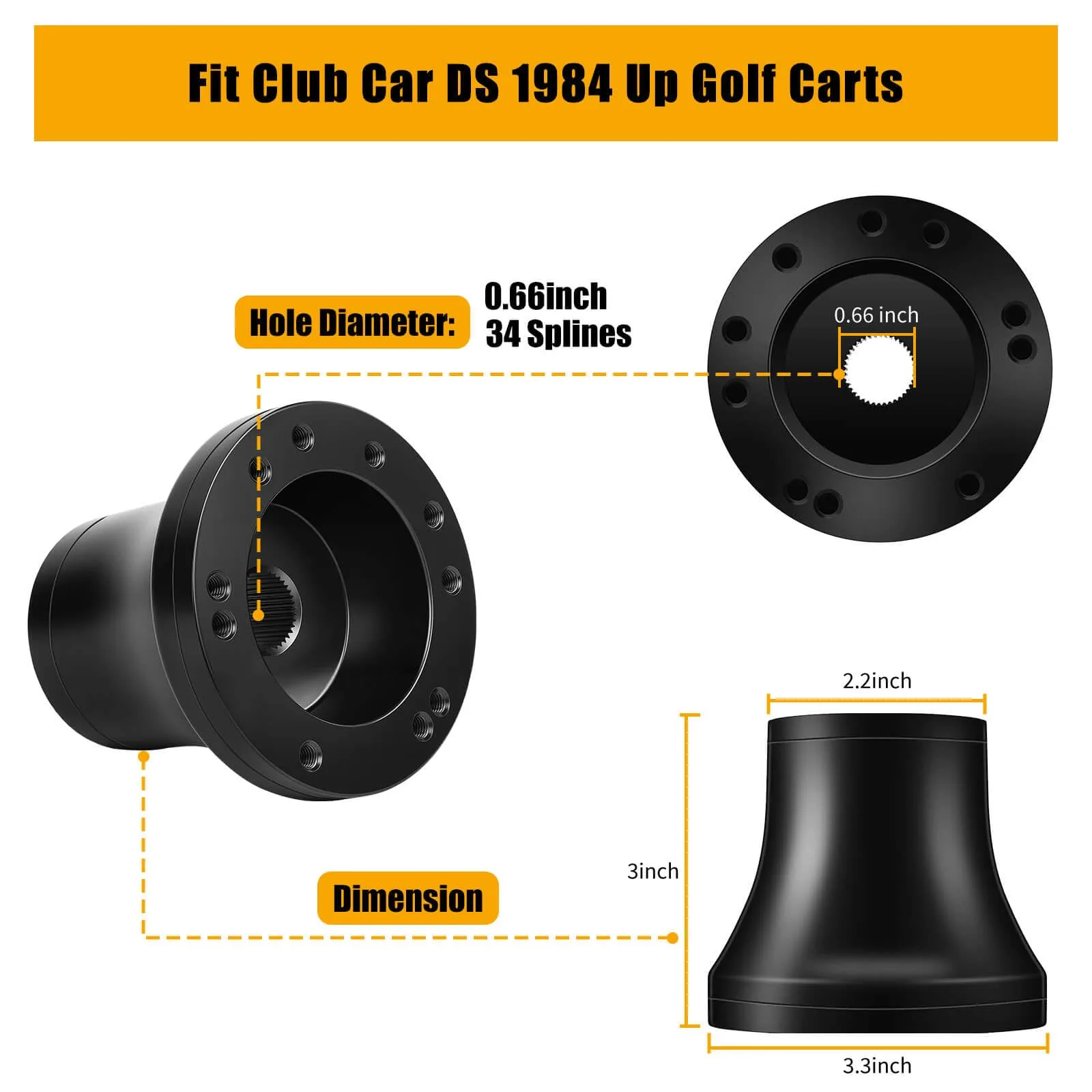 MOSNAI Steering Wheel Adapter Hub for Club Car DS (5/6-Hole) image 2
