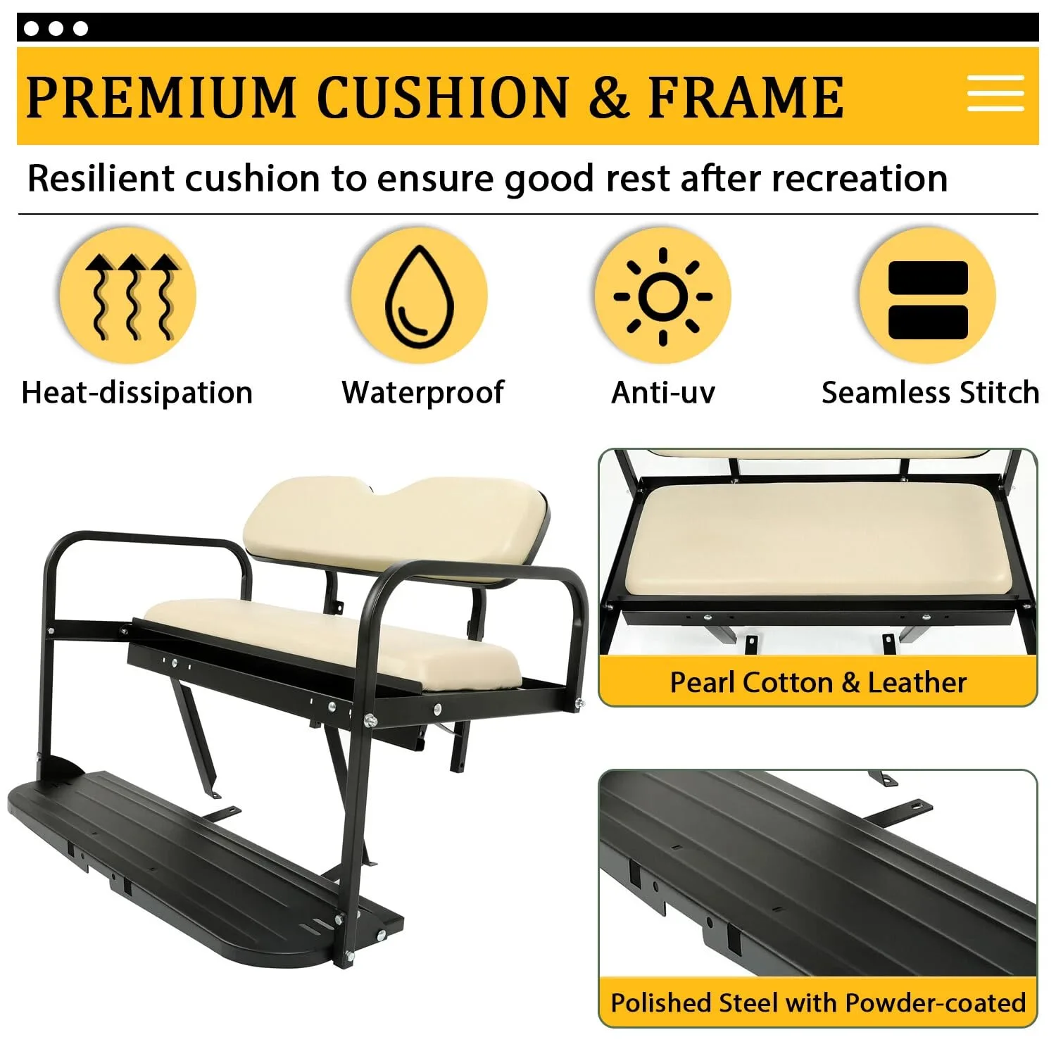 Rear Seat Kit for 2007-2016 Yamaha Drive G29 Golf Cart image 2