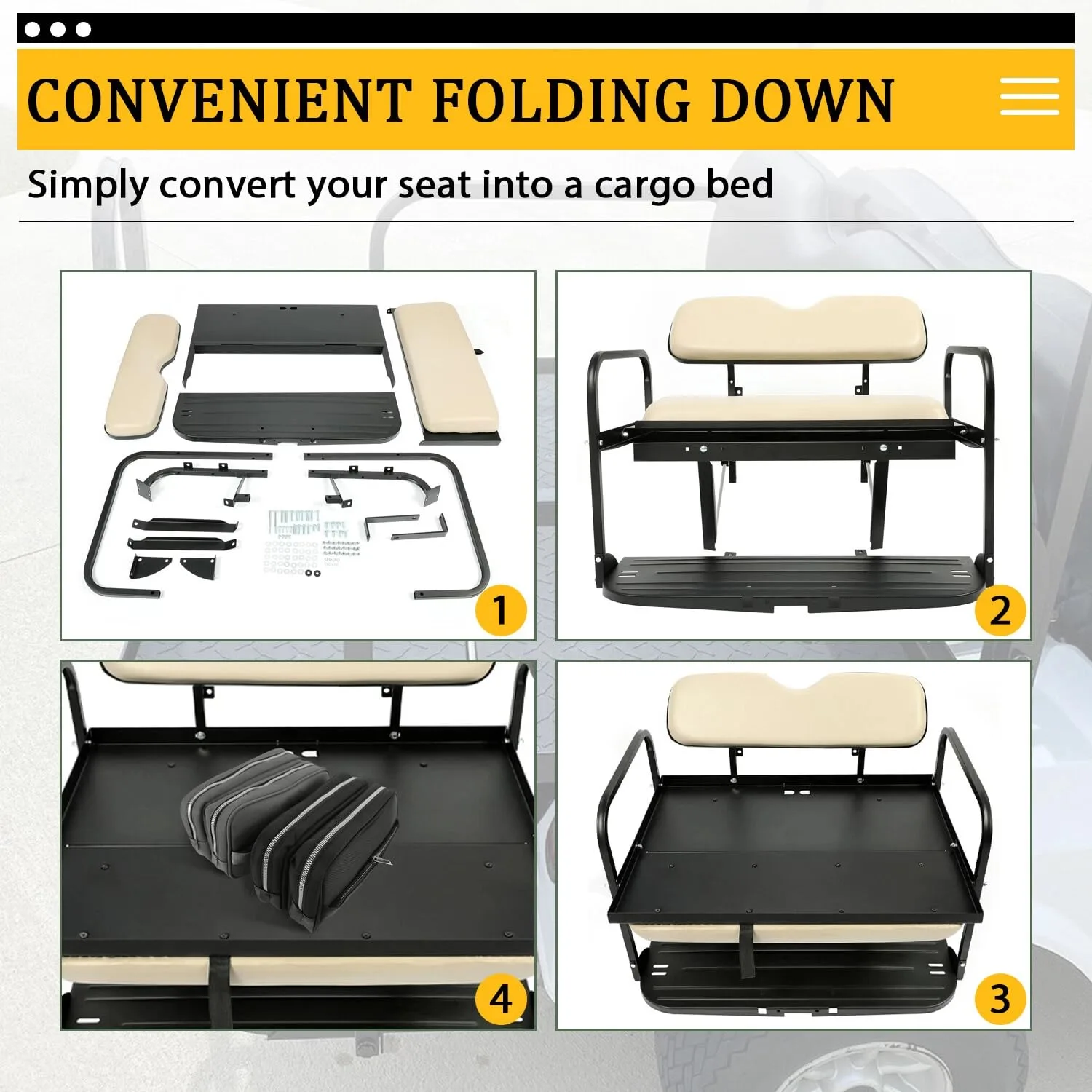 Rear Seat Kit for 2007-2016 Yamaha Drive G29 Golf Cart image 3