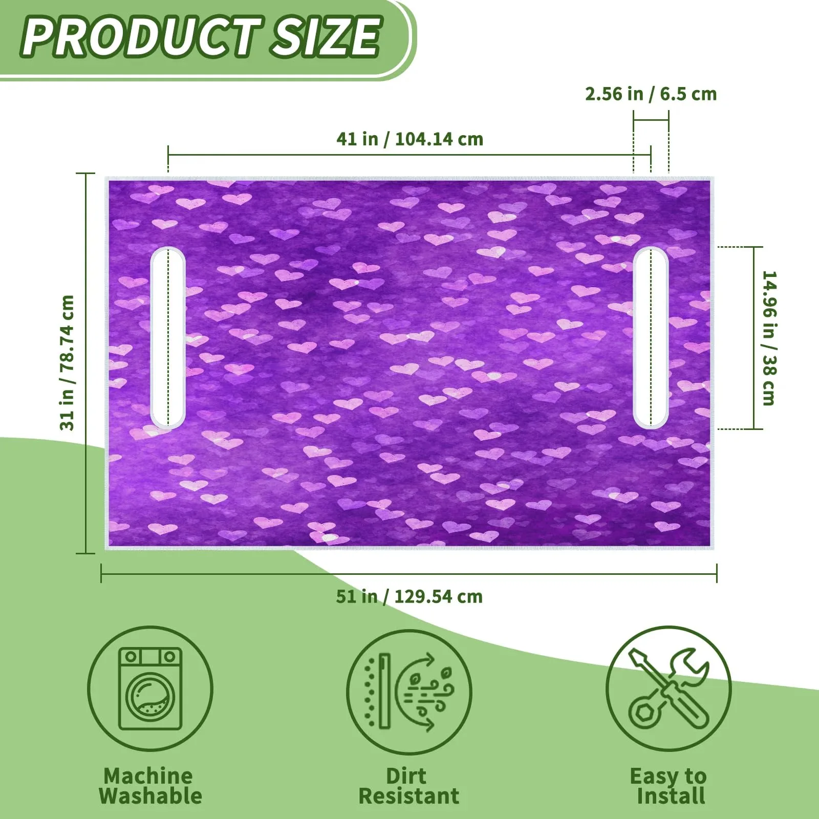 Tiveruda Heart Purple Golf Cart Seat Cover, 51 x 31 in image 2