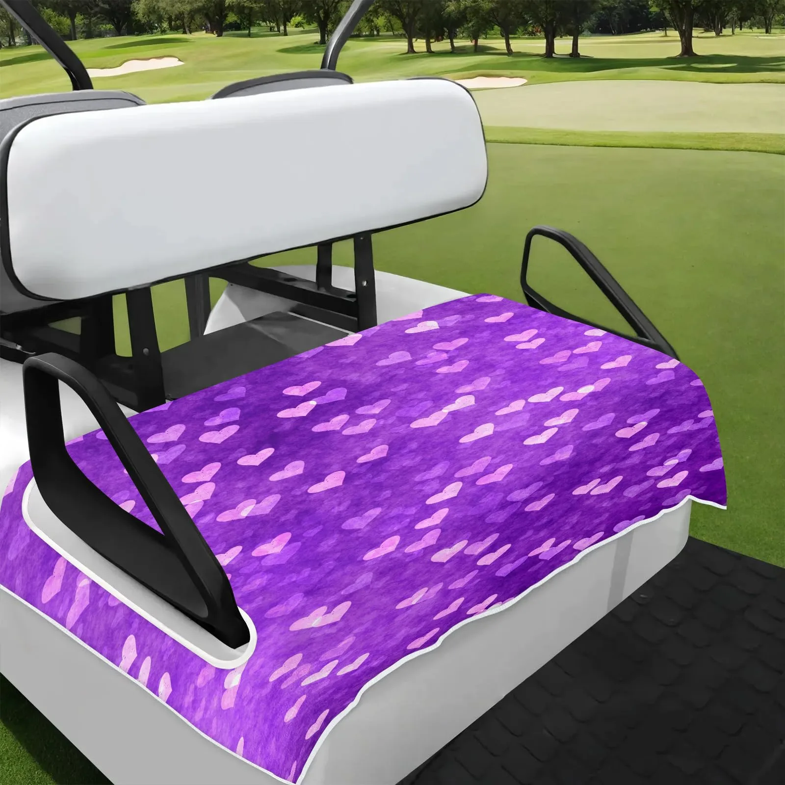 Tiveruda Heart Purple Golf Cart Seat Cover, 51 x 31 in