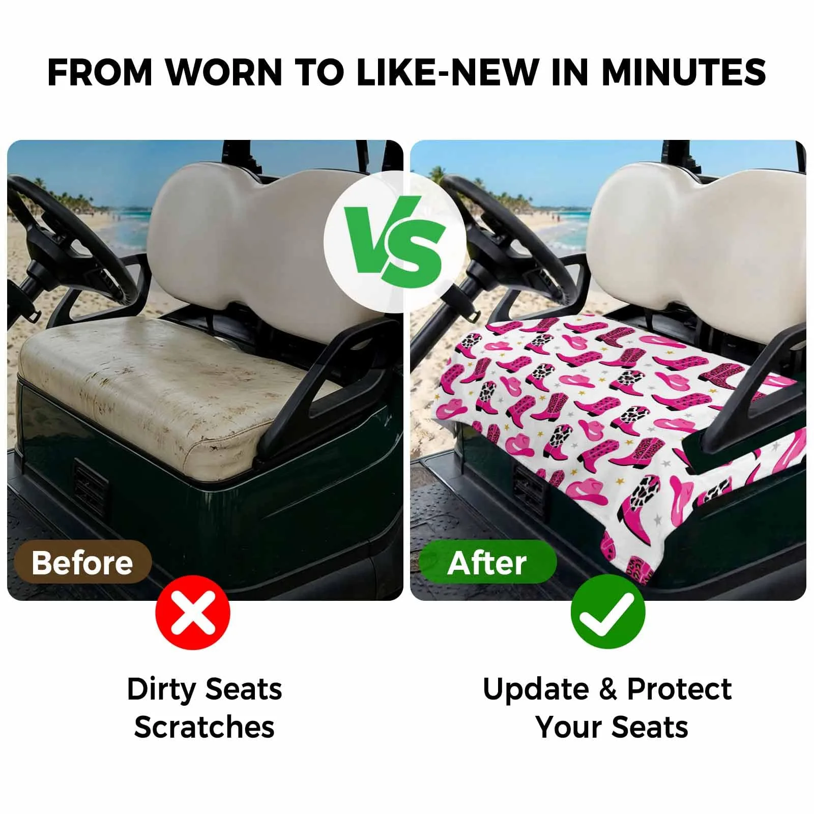 BEMIGO 2-Seat Golf Cart Seat Cover, 51 x 31 Inches image 4