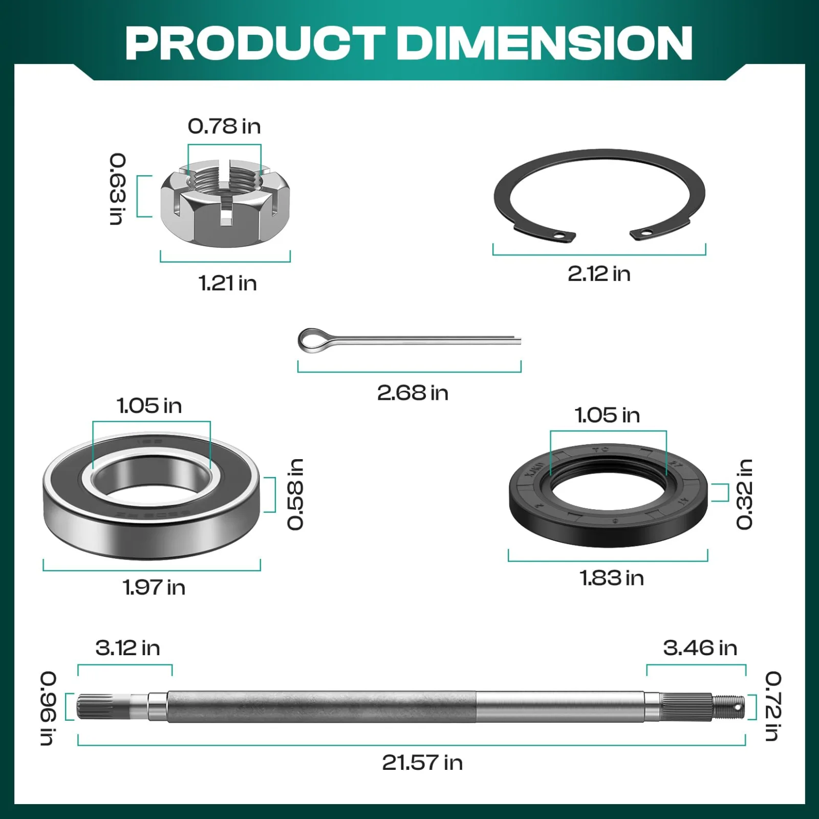 DRIVE UP DU00225 Rear Axle Shaft Kit for E-Z-GO Gas Carts image 3