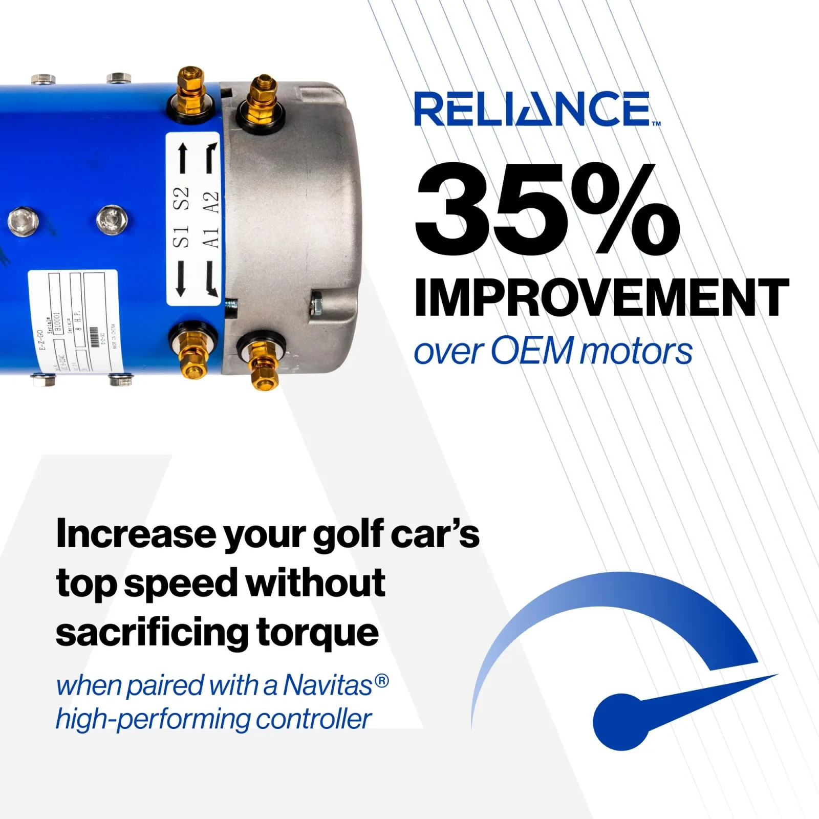 Reliance 25-518 48V DC Golf Cart Motor — 12.3HP, 19-Spline (Yamaha G29/Drive/Drive2) image 2
