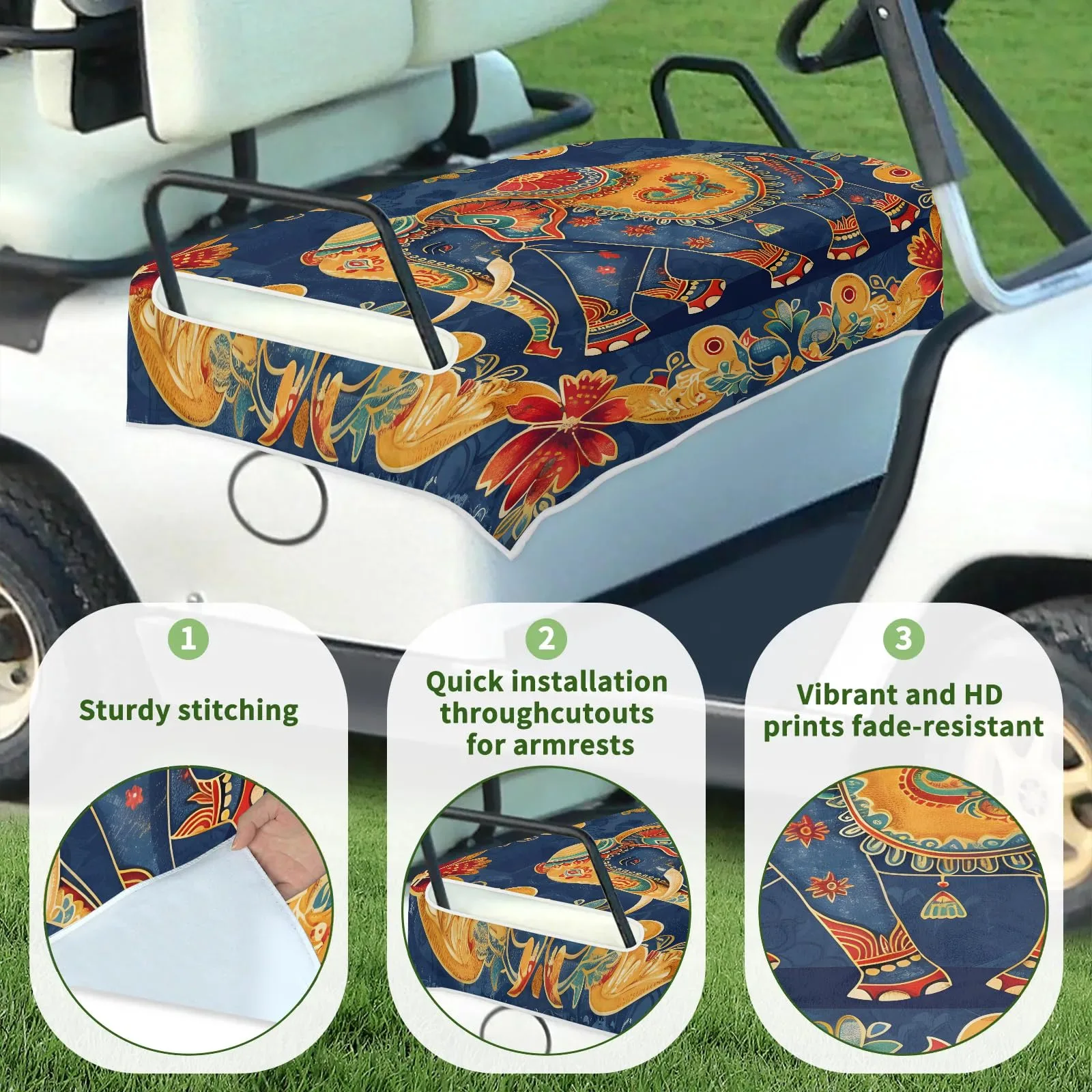 Tiveruda Floral Golf Cart Seat Cover for Double Seats image 3