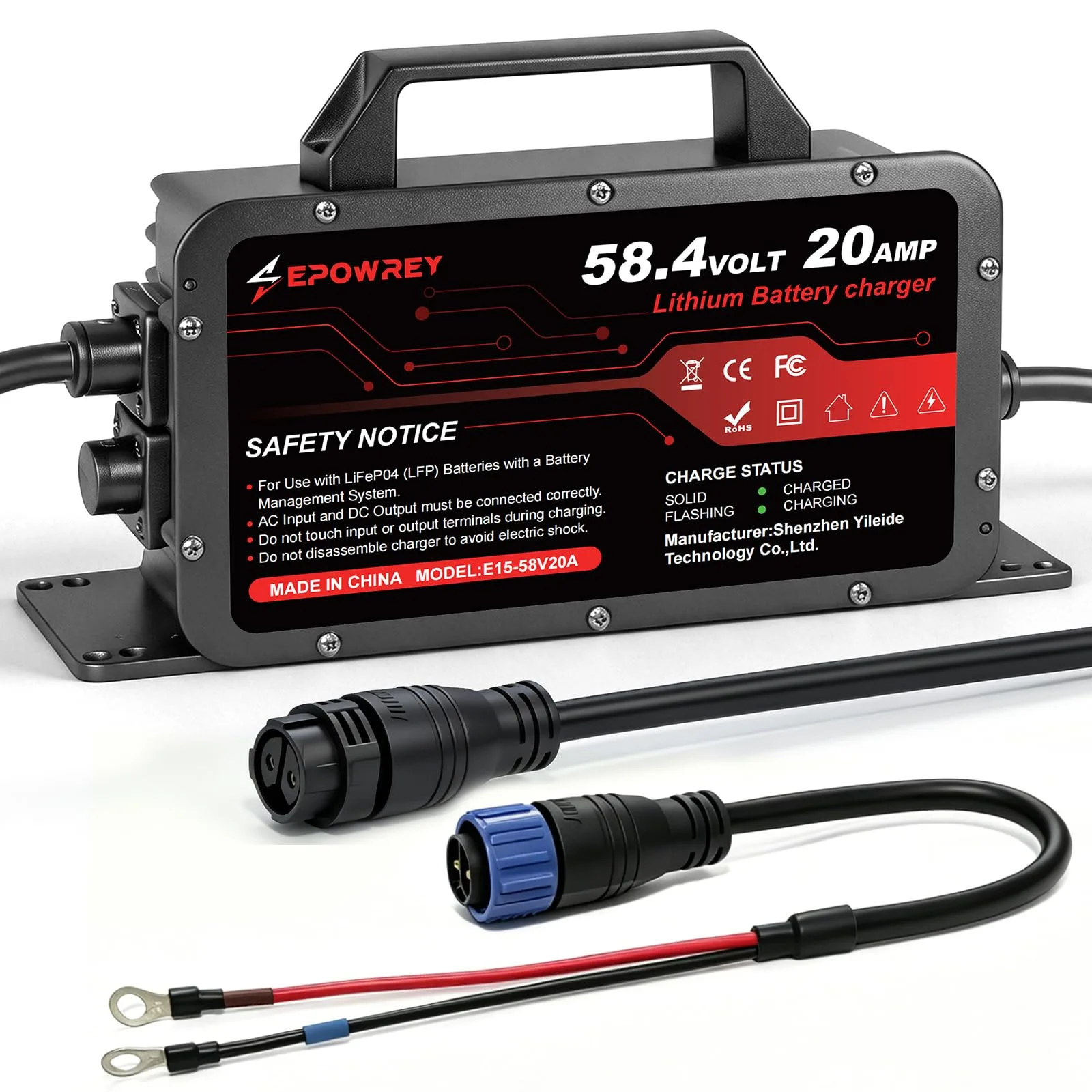 EPOWREY 58.4V 20A LiFePO4 Battery Charger