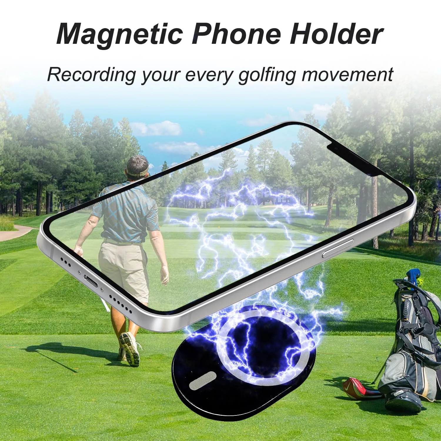 LU-DILAUNK DL-MPH Magnetic Golf Cart Phone Holder, MagSafe-Compatible (Black) image 2