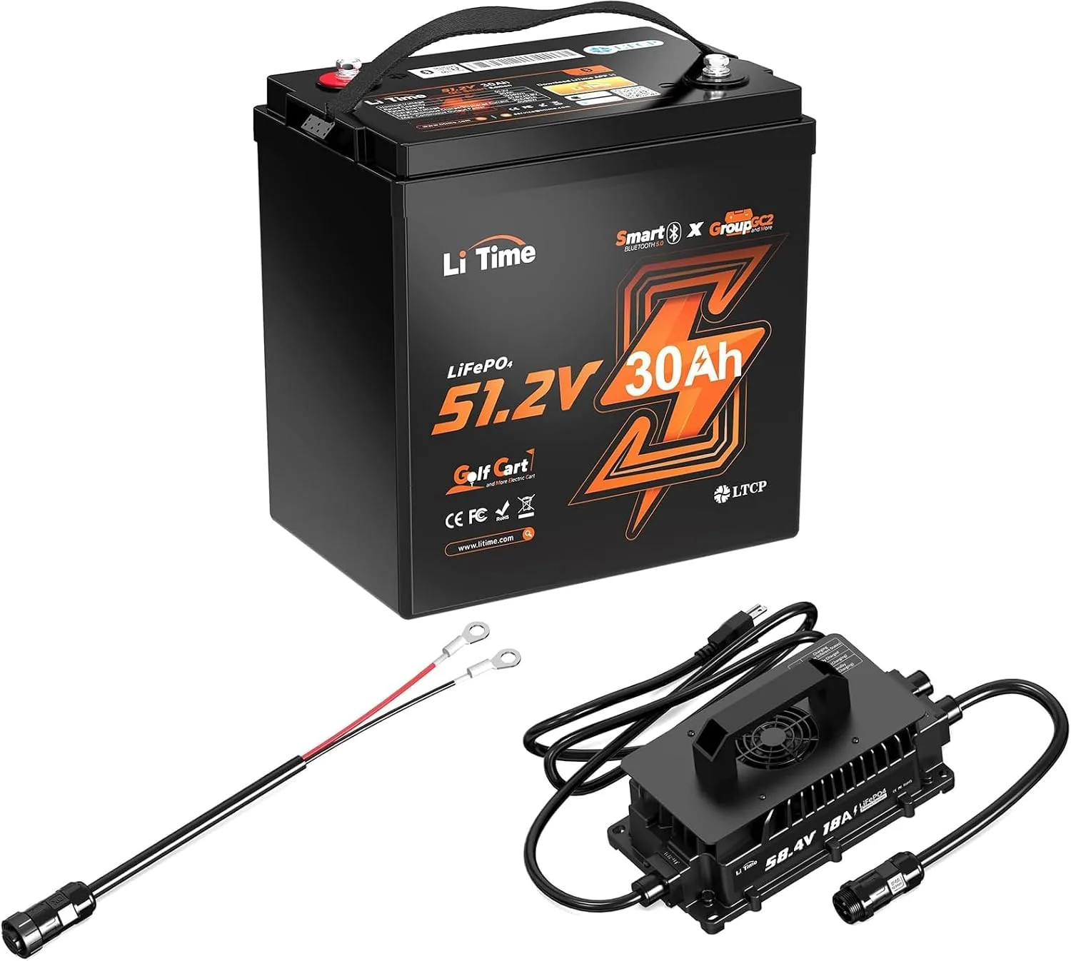 LiTime 48V 30Ah LiFePO4 Golf Cart Battery with Charger
