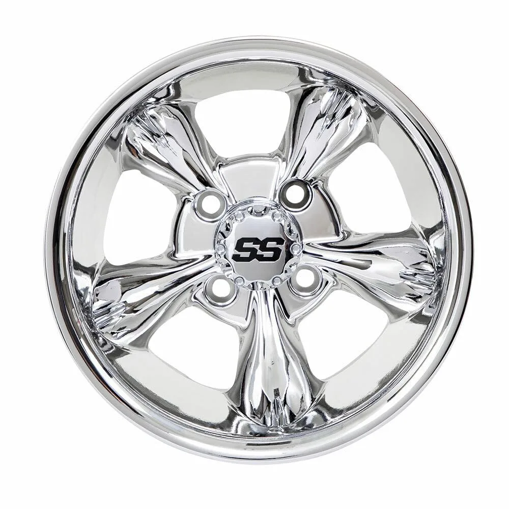 GTW 12x7 Chrome 5-Spoke Aluminum Golf Cart Wheel — 19-240 image 2
