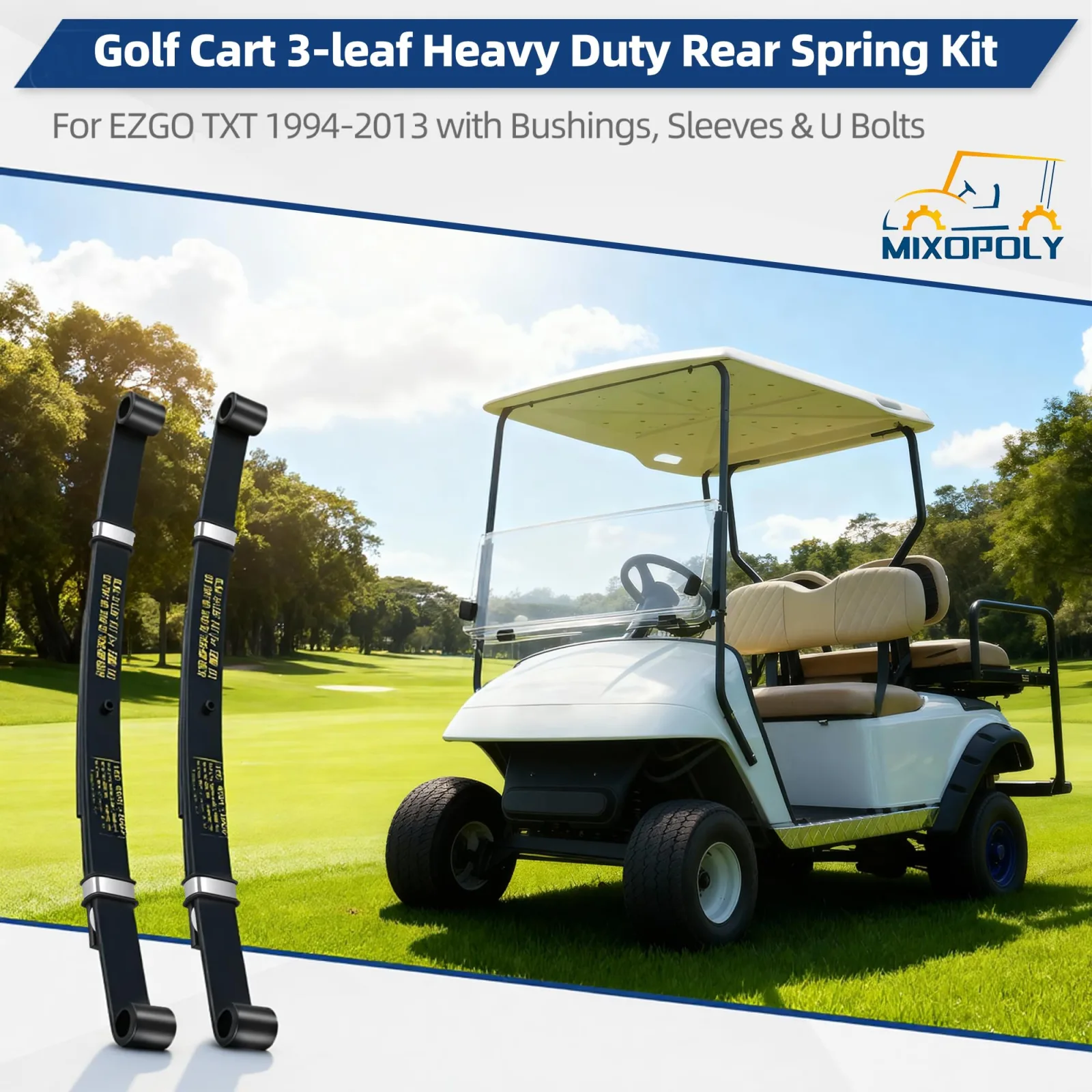 Mixopoly Rear 3-Leaf Spring Kit for E-Z-GO TXT image 3