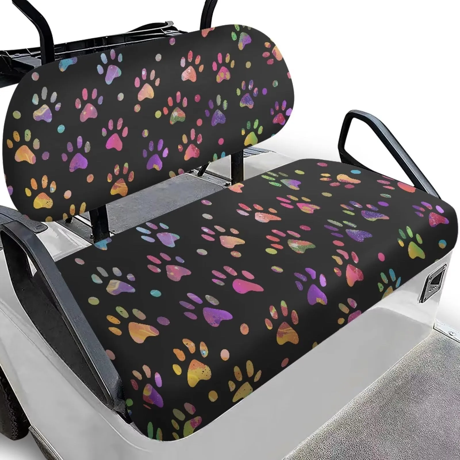 Quidrwyo Colorful Paw Print Golf Cart Seat Covers
