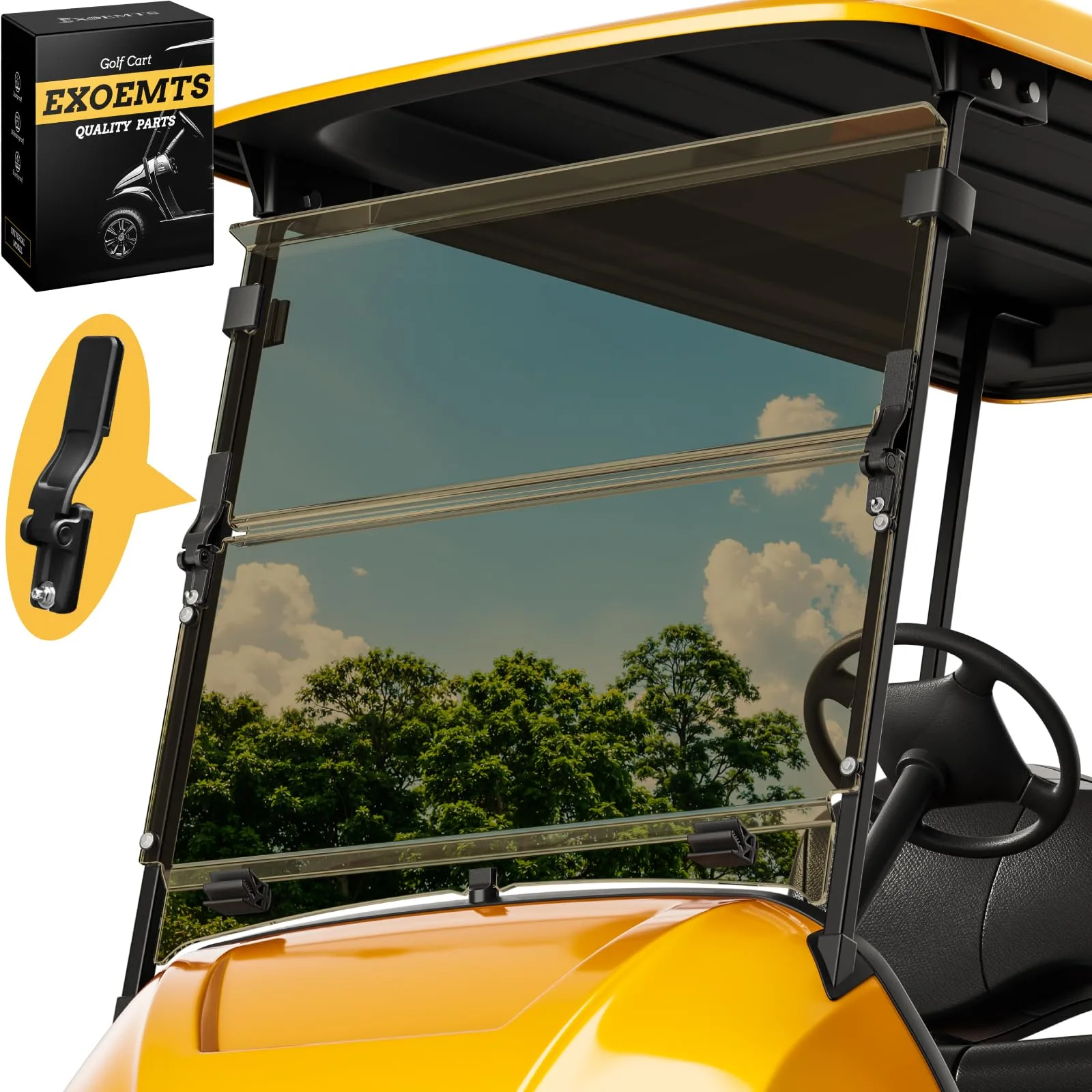 EXOEMTS Windshield for Yamaha Drive 2 Golf Cart