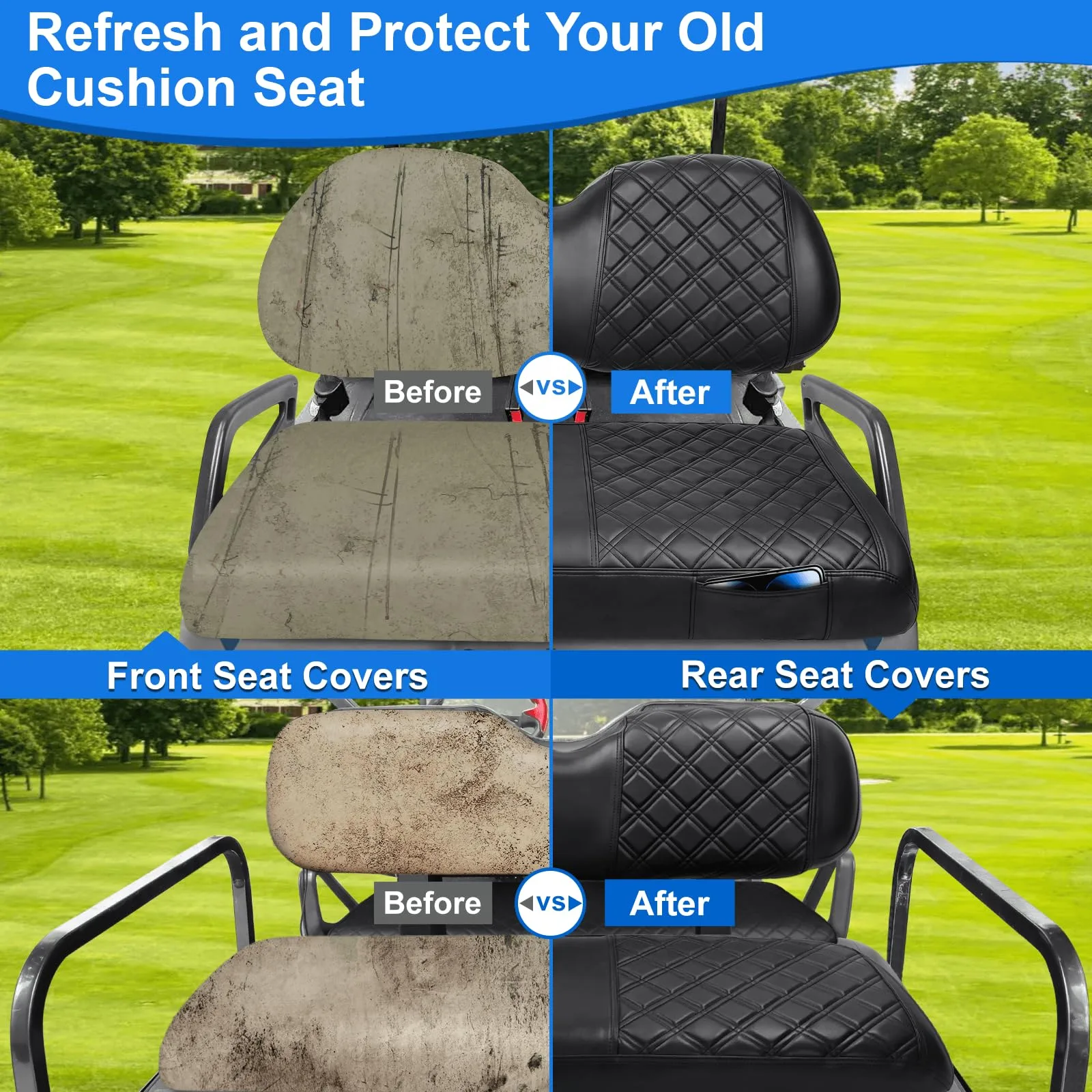 MOSNAI Club Car Precedent Front & Rear Seat Covers image 4