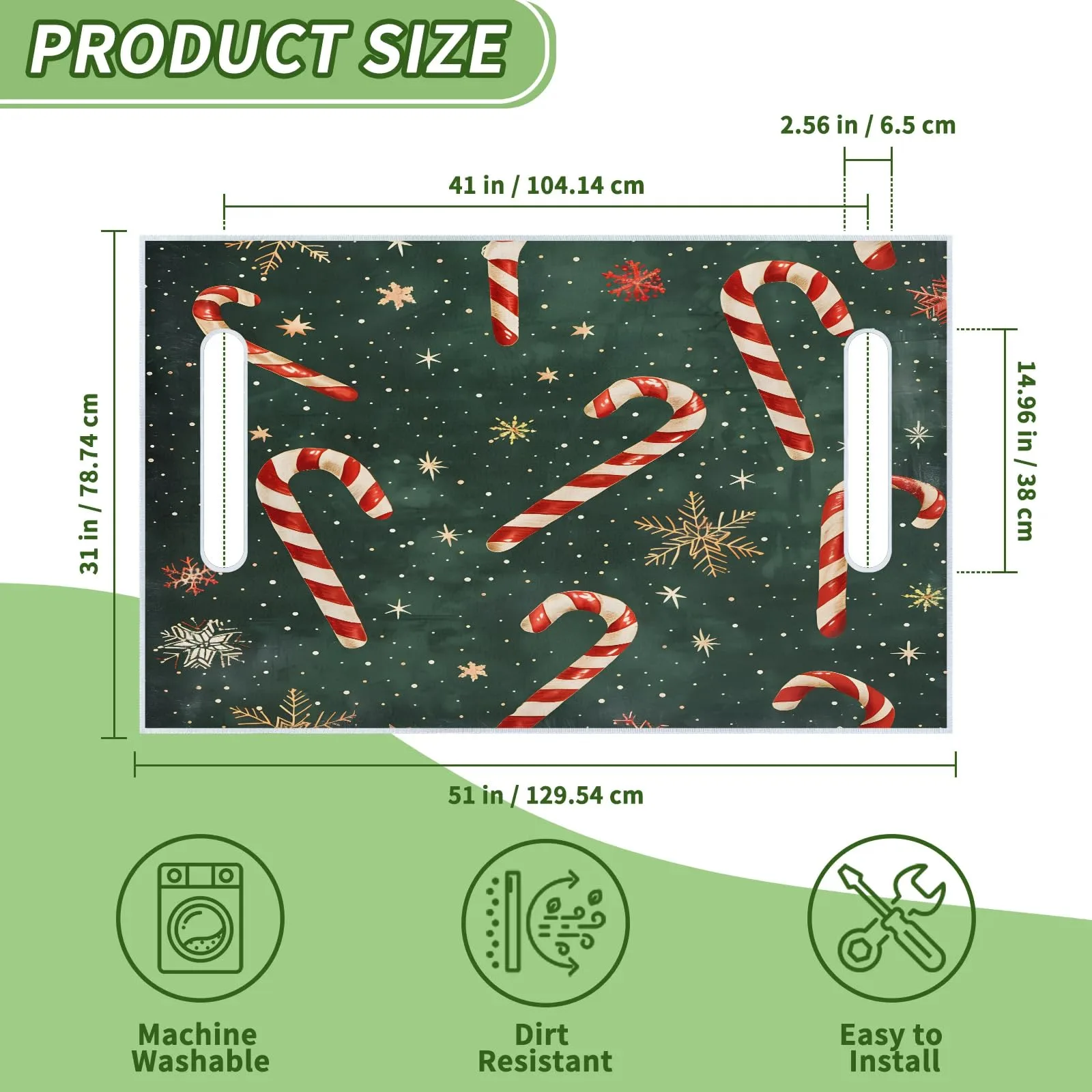 Tiveruda Candy Cane Golf Cart Seat Cover, 51 x 31 in. image 2