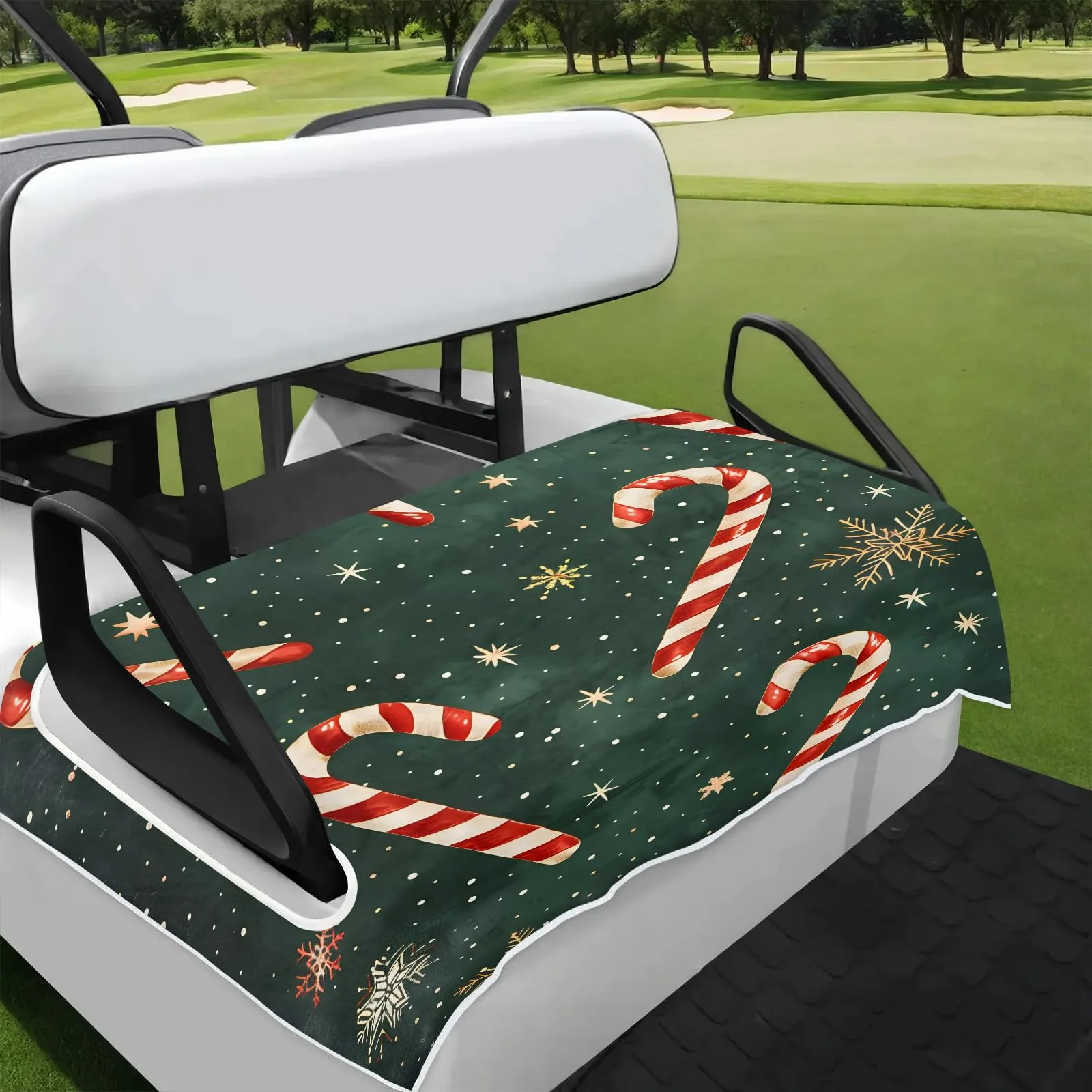 Tiveruda Candy Cane Golf Cart Seat Cover, 51 x 31 in.