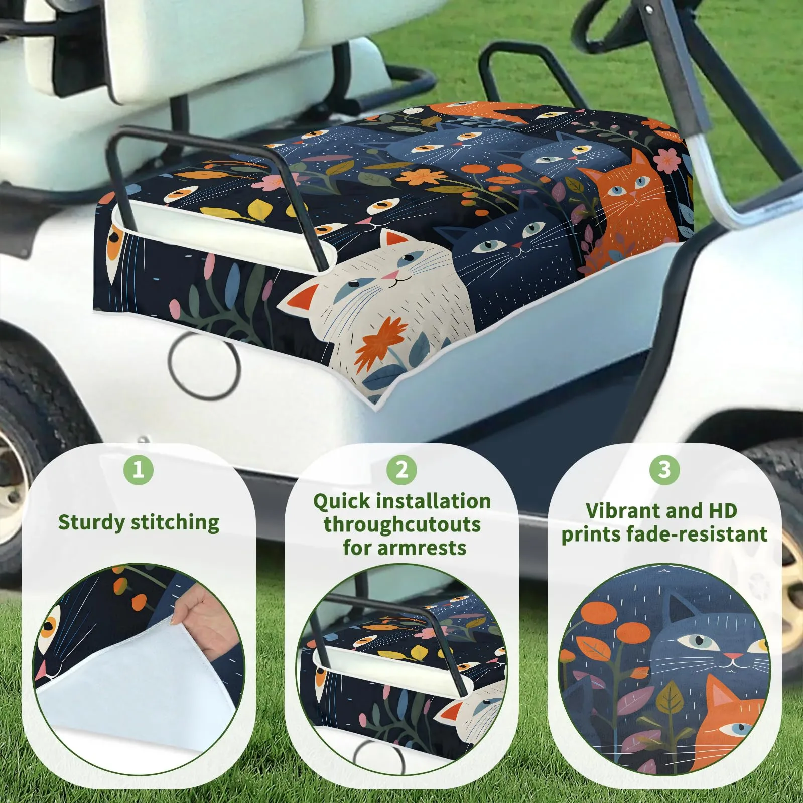 Tiveruda 51" x 31" Universal 2-Person Golf Cart Seat Cover - Microfiber image 3