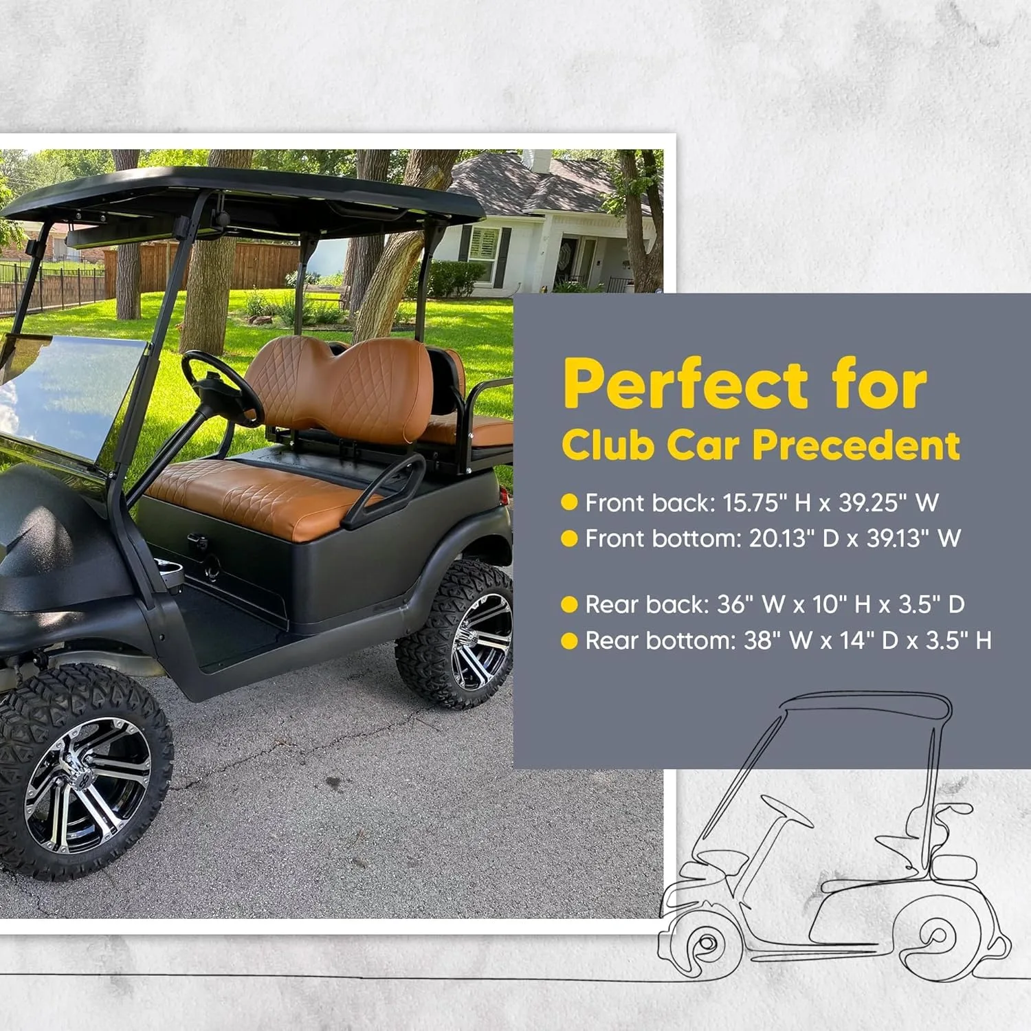 A-2-Z Brown Golf Cart Seat Covers for Club Car DS & Precedent image 4