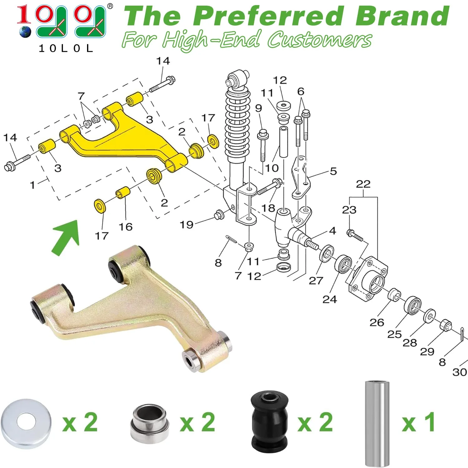 10L0L Front Lower Control Arm for Yamaha G22/G29 image 2