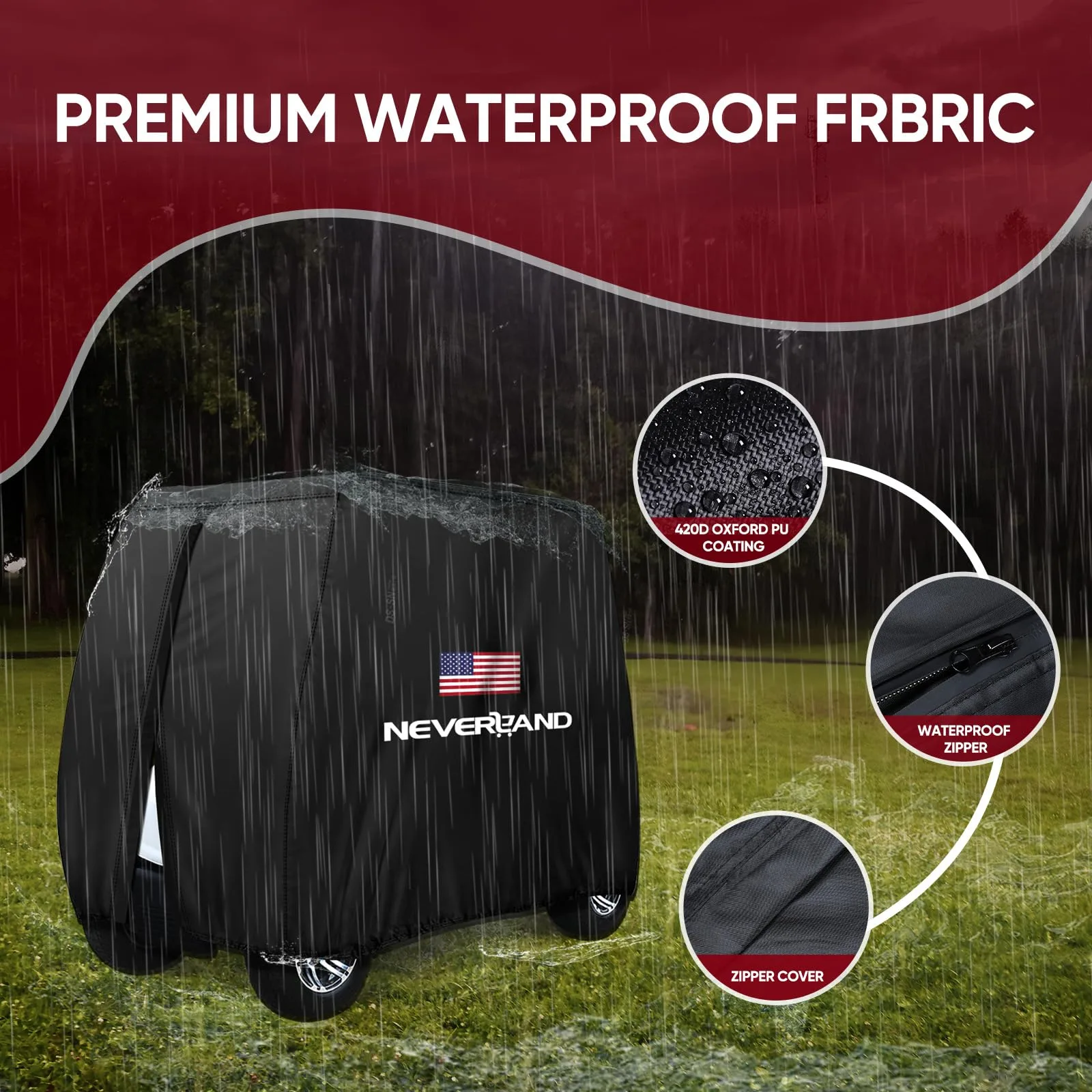 NEVERLAND 420D Waterproof 2-Passenger Golf Cart Cover image 2
