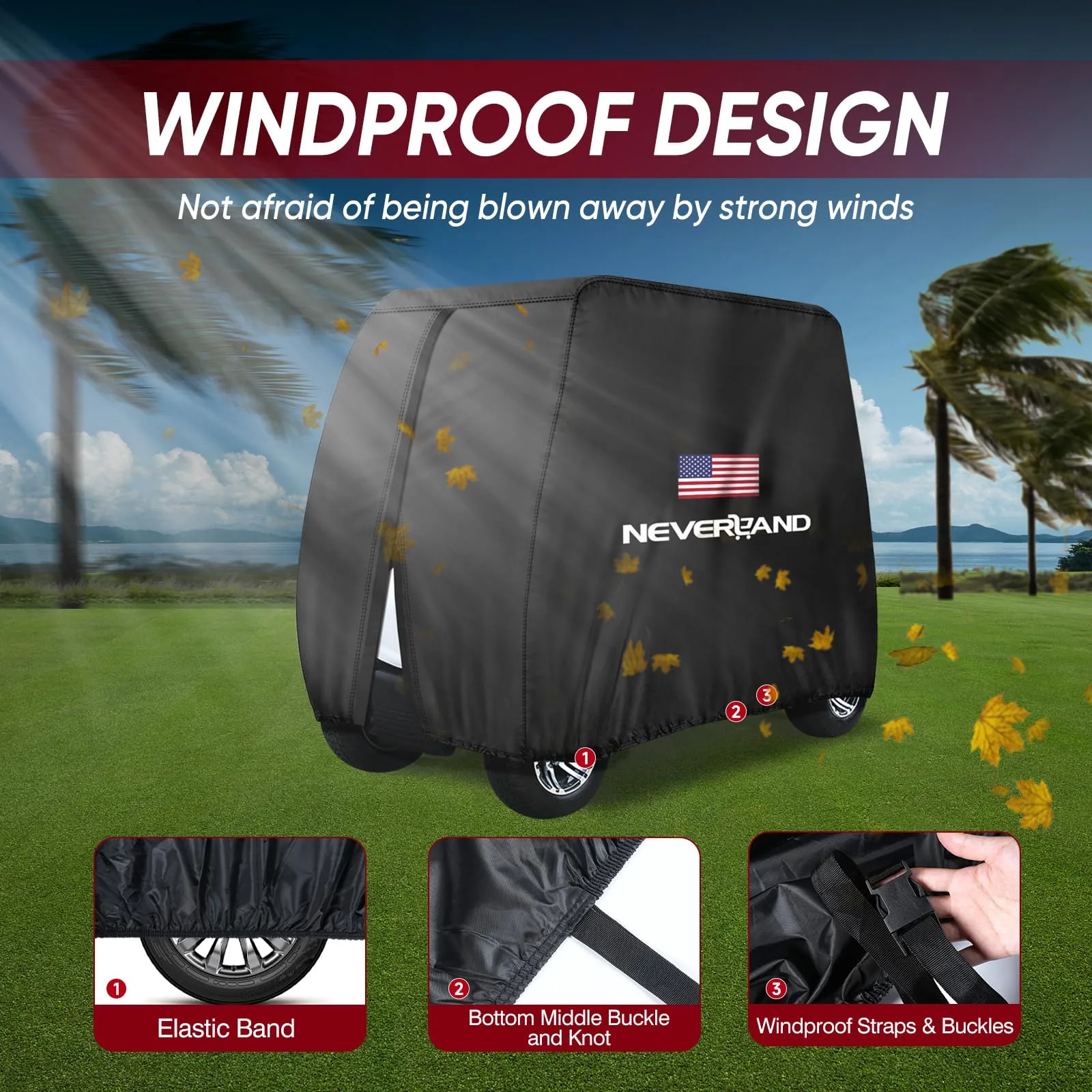 NEVERLAND 420D Waterproof 2-Passenger Golf Cart Cover image 3