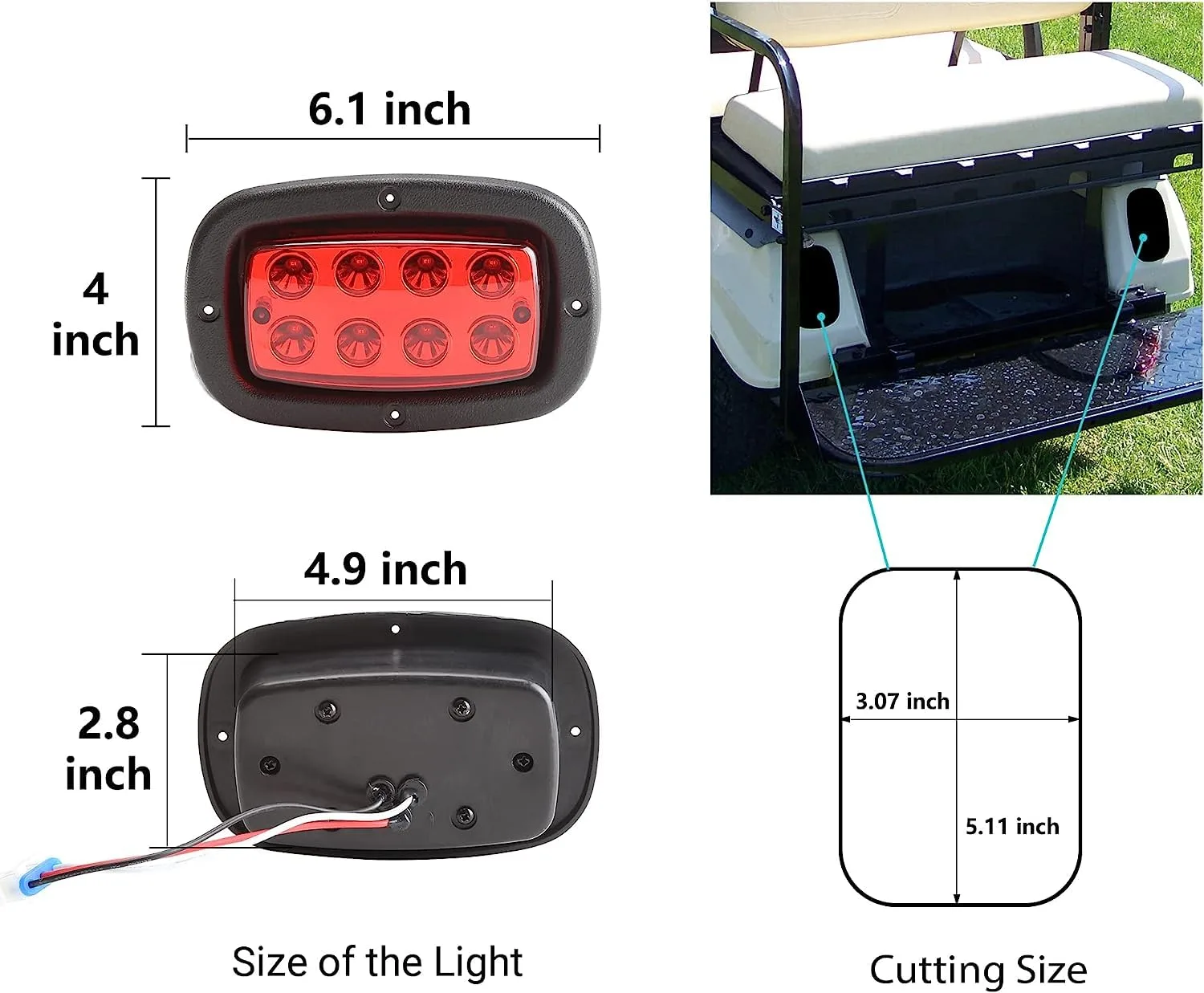 10L0L 1017035 LED Taillight Kit for Club Car DS & Yamaha G14-G22 image 4