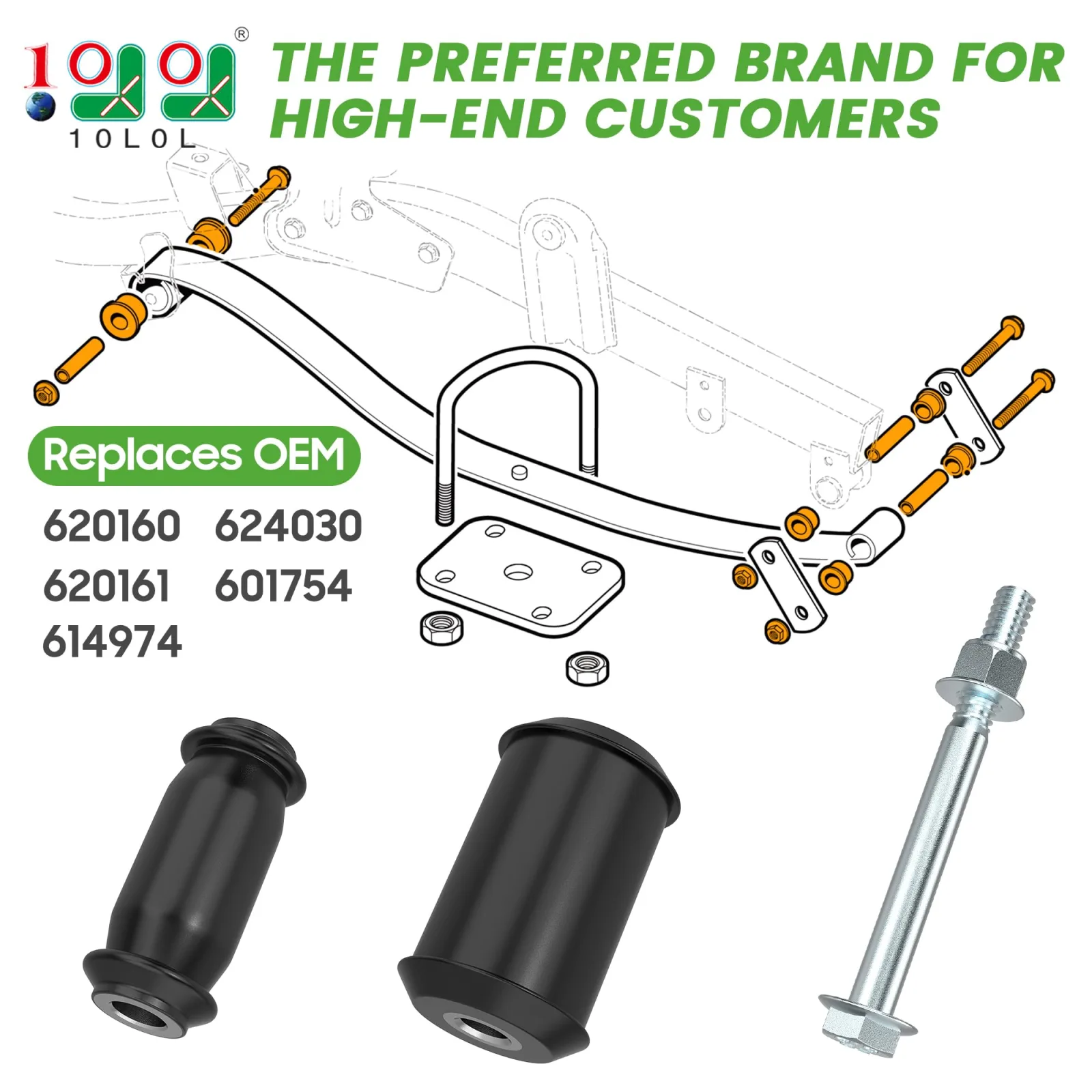 10L0L Rear Leaf Spring Bushing Kit for EZGO RXV image 2