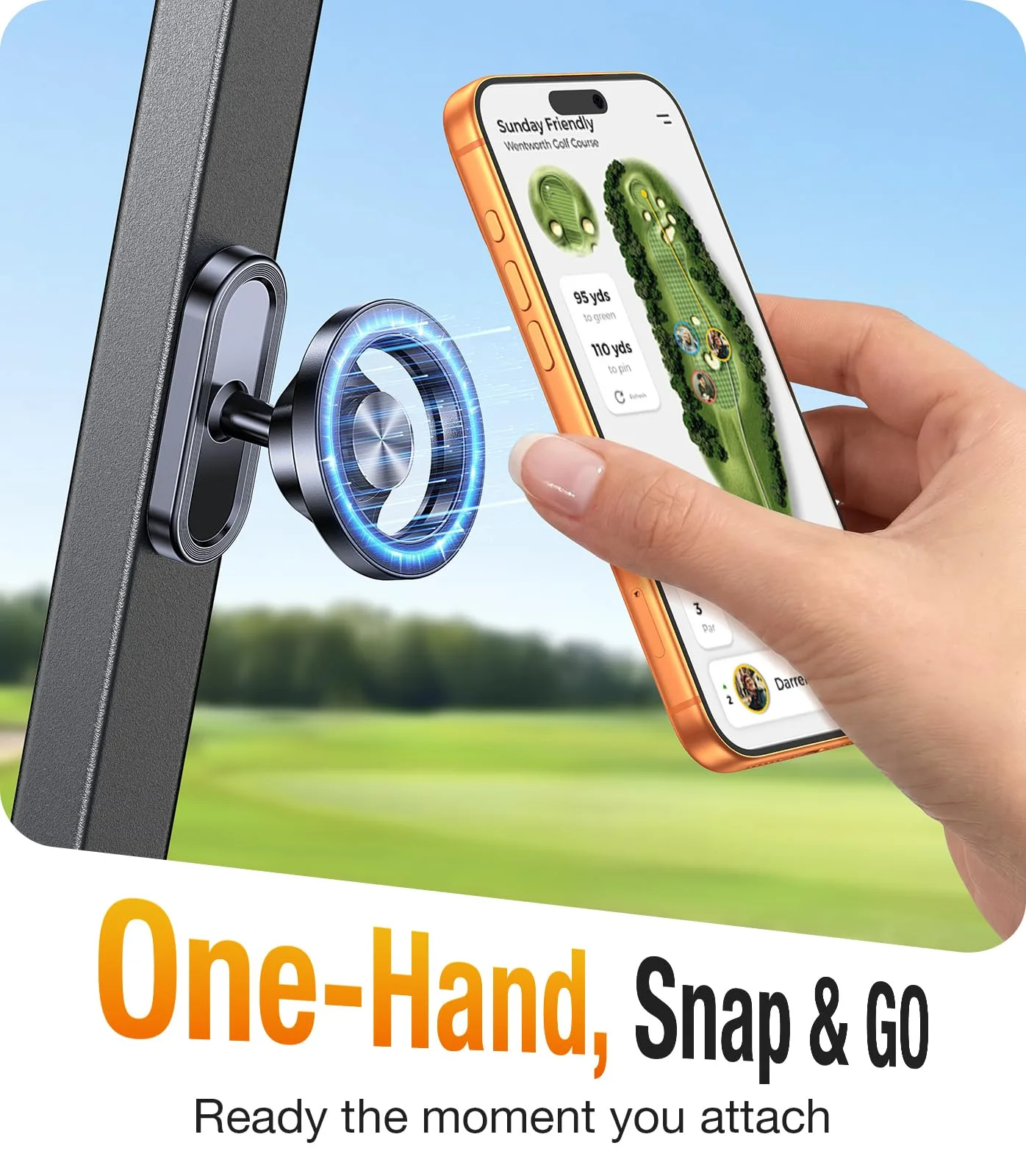 Coolpow Magnetic 360° Golf Cart Phone Holder (MagSafe Compatible) image 3