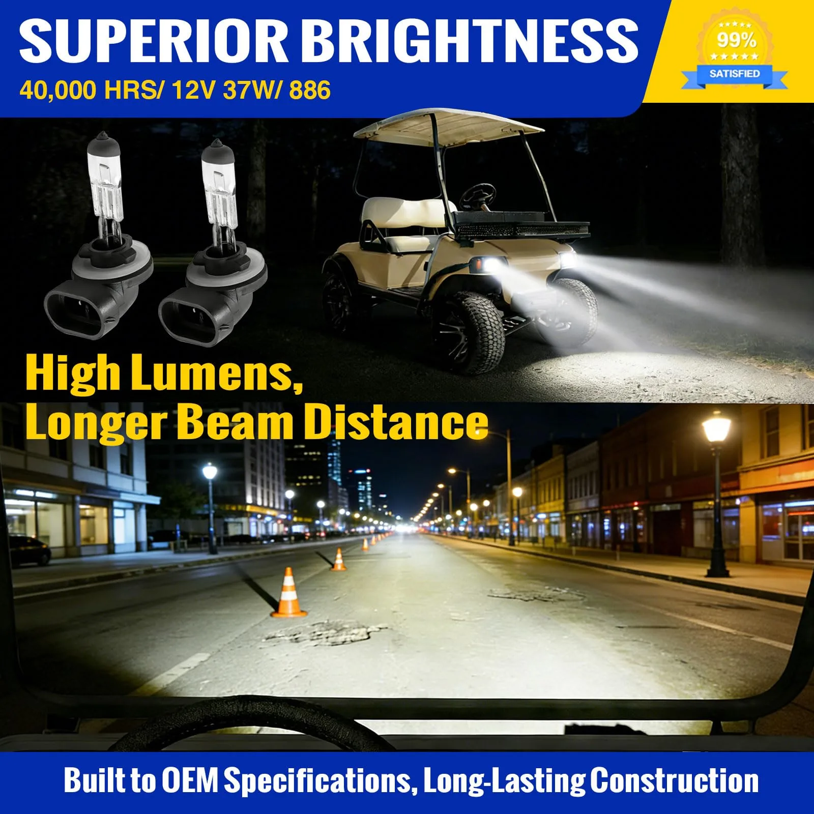 Roykaw G-0224N Headlight Bulbs for Club Car DS & Precedent image 2