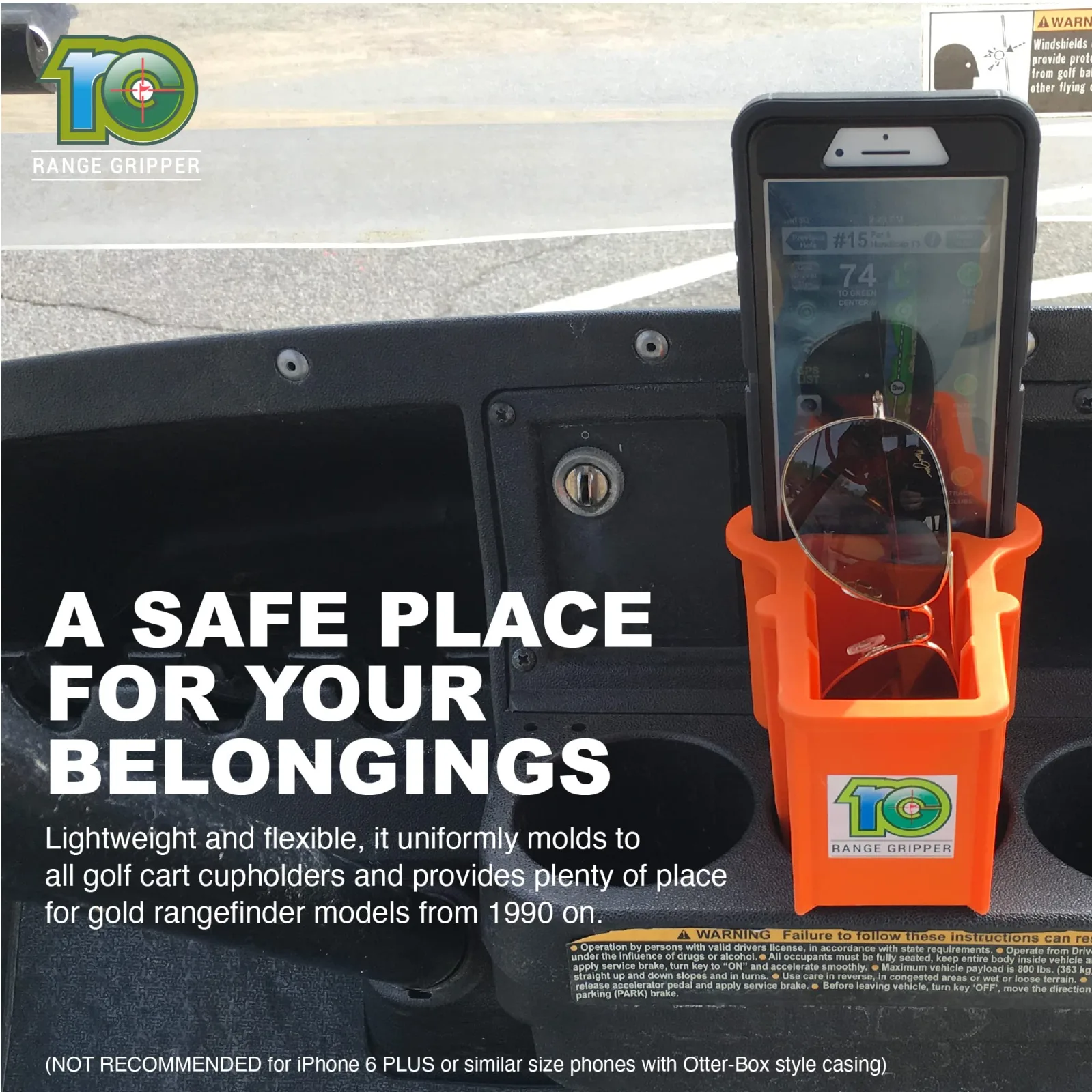 Range Gripper Inc. Rangefinder & Phone Cupholder Insert — Orange (rgorange) image 3