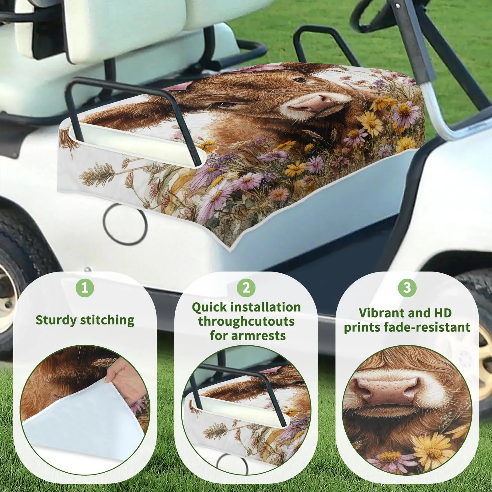 Tiveruda Golf Cart Seat Cover for Double Seats, 51 x 31 in image 3
