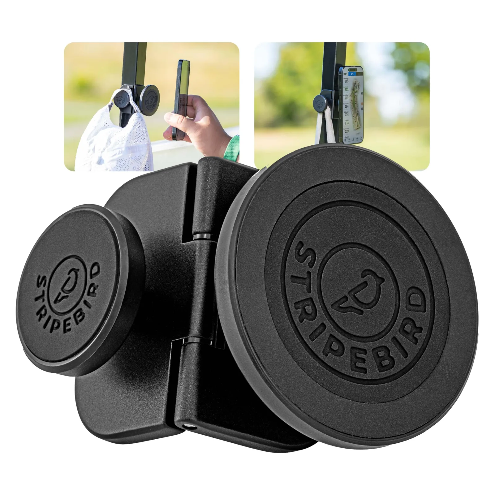 Stripebird FOLD Magnetic Golf Cart Phone Holder with Hook