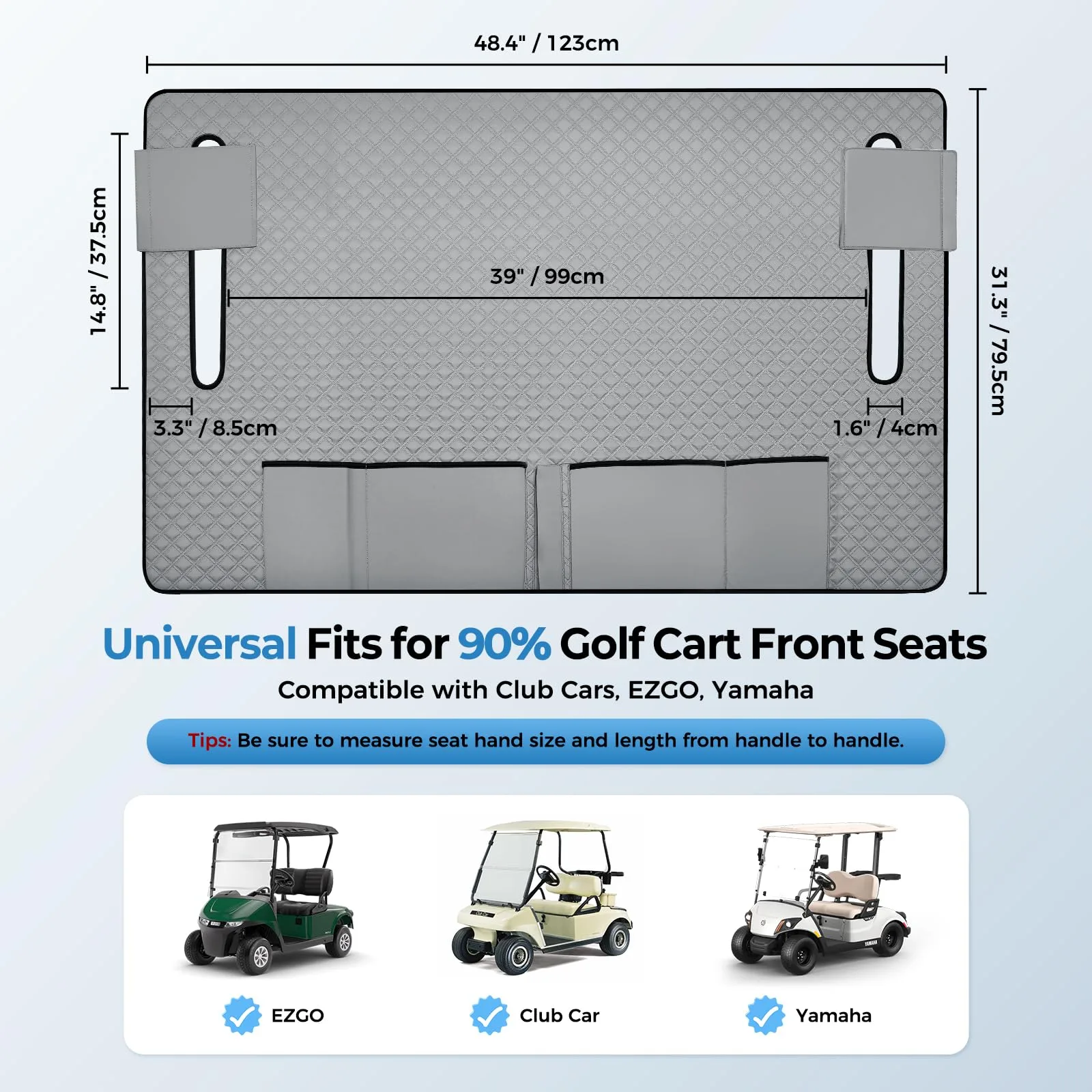 Tecoom Gray Golf Cart Front Seat Cover GFSCUN image 2