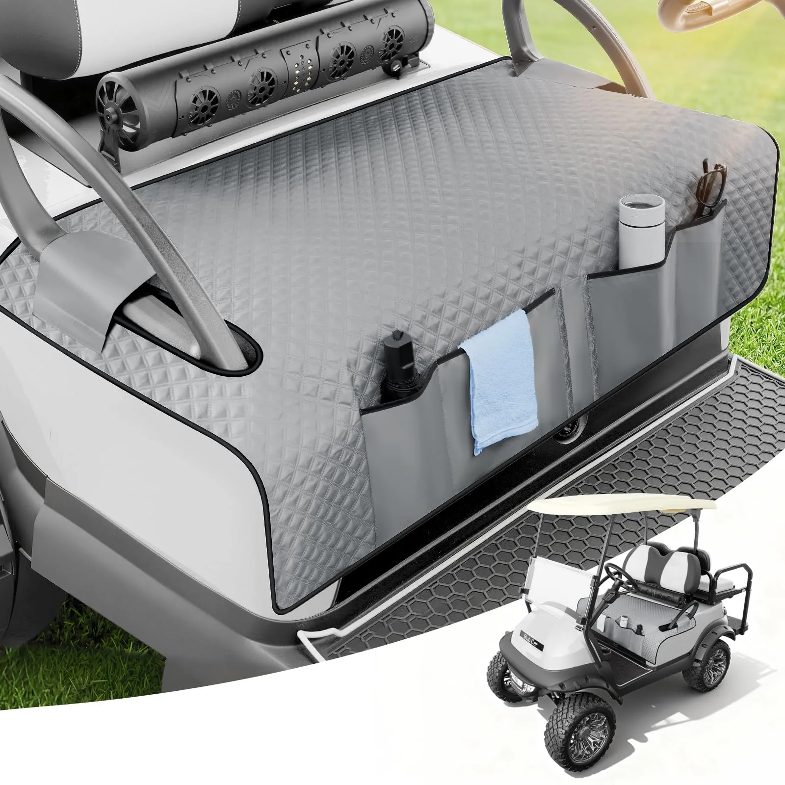 Tecoom Gray Golf Cart Front Seat Cover GFSCUN