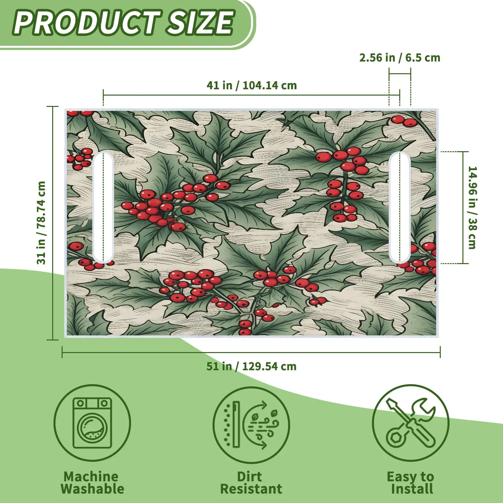 Tiveruda Xmas Berries Golf Cart Seat Cover 51 x 31 in image 2