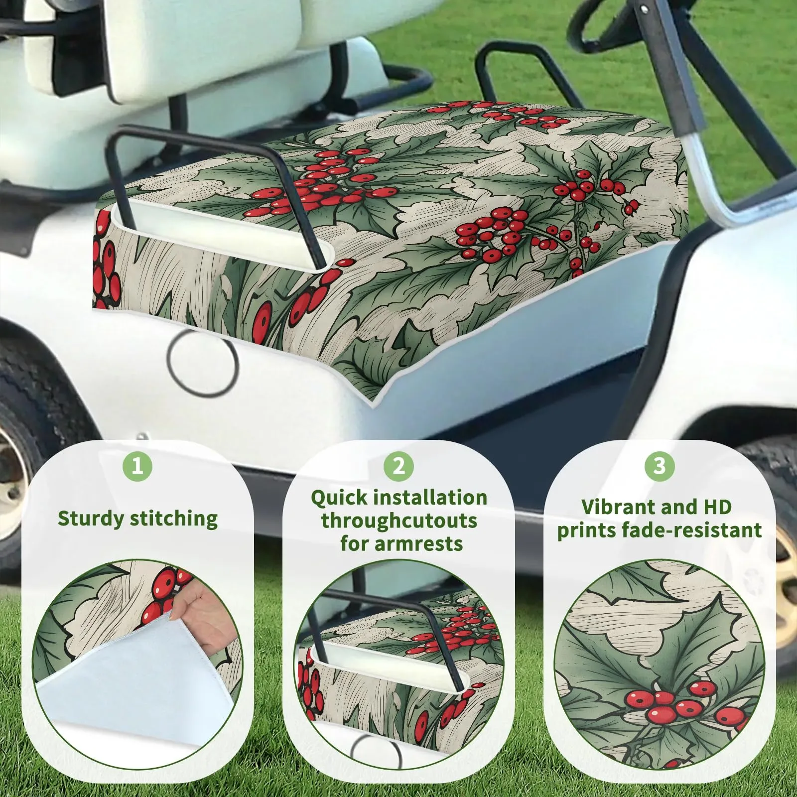 Tiveruda Xmas Berries Golf Cart Seat Cover 51 x 31 in image 3