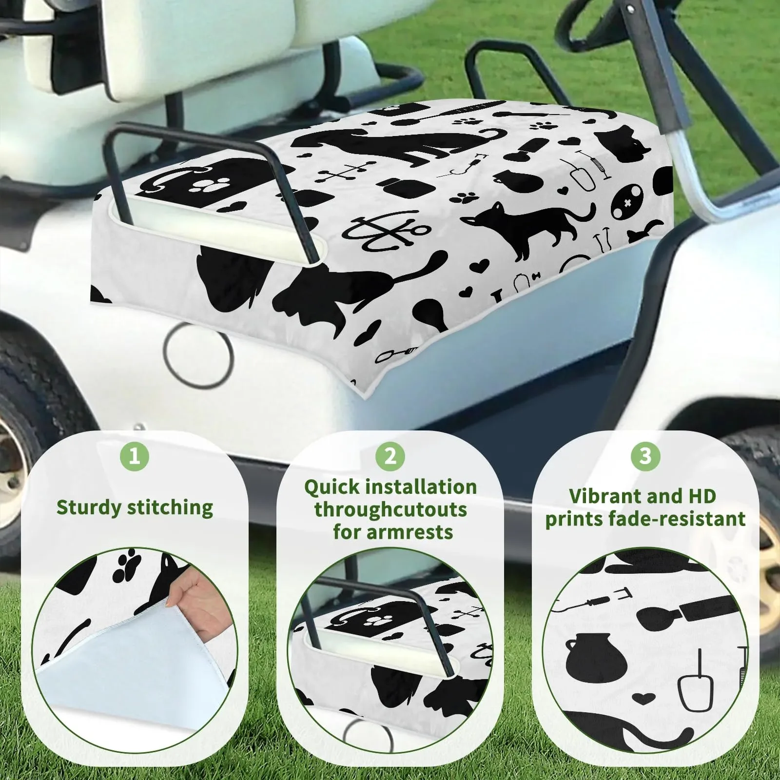 Tiveruda Golf Cart Seat Cover for Double Seats, 51 x 31 in image 3
