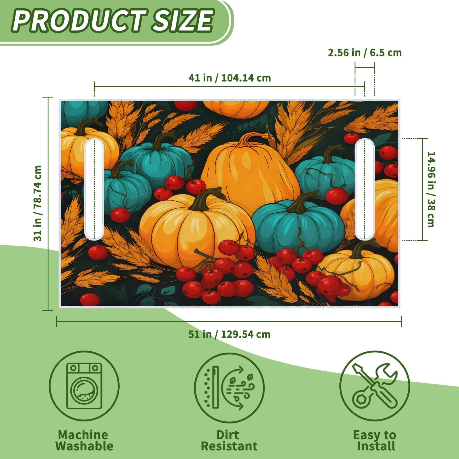 Tiveruda Fall Pumpkin Golf Cart Seat Cover, 51 x 31 in image 2