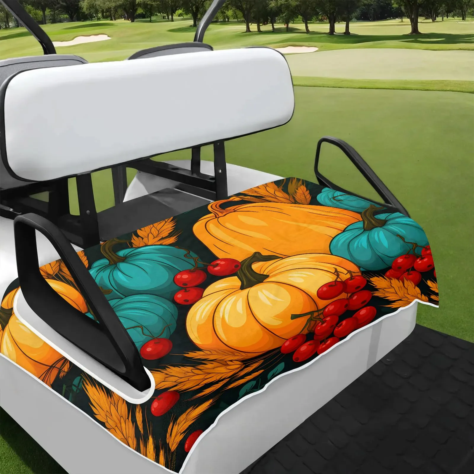 Tiveruda Fall Pumpkin Golf Cart Seat Cover, 51 x 31 in