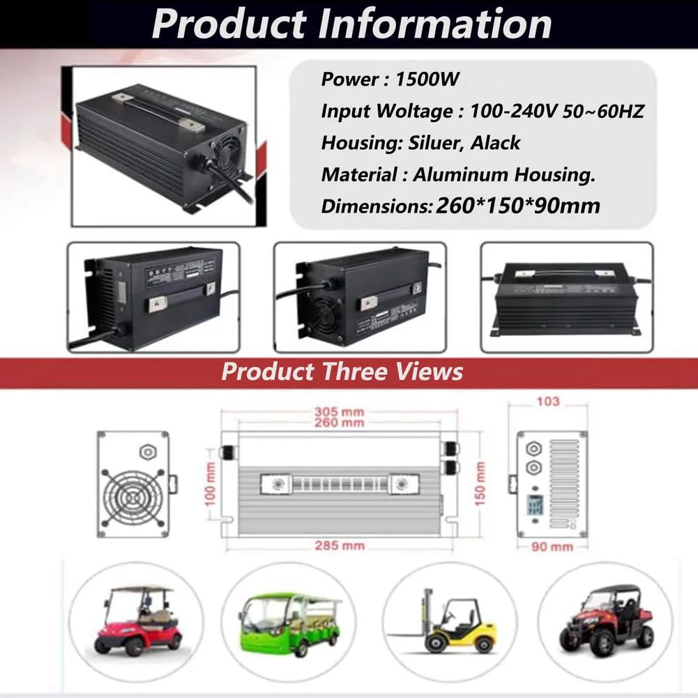 WLEJSL 72V 15A Lead-Acid Golf Cart Battery Charger image 3