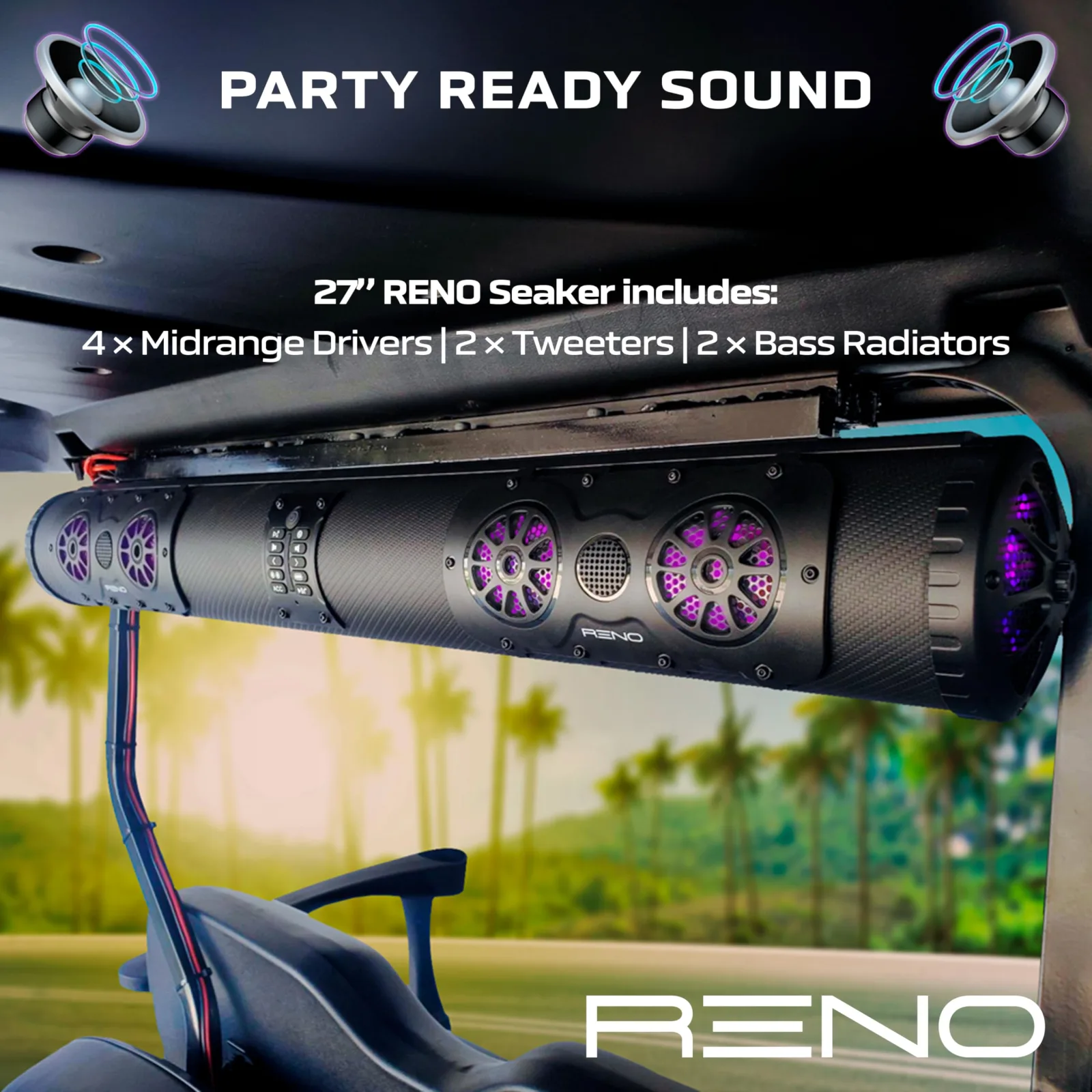 SGW Reno Core 27-Inch Bluetooth Golf Cart Sound Bar image 3