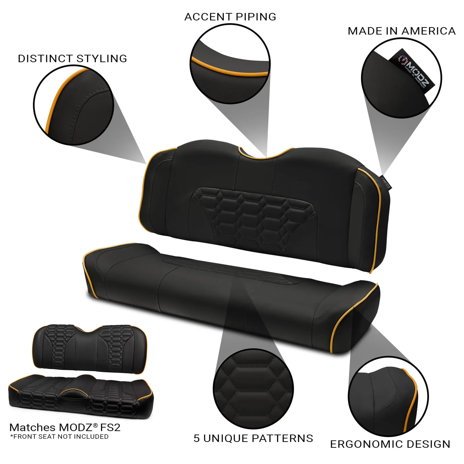 MODZ RSC2 Rear Seat Cushion G1-RSC2-GT-BLK-CO-BLK - Cobra image 2