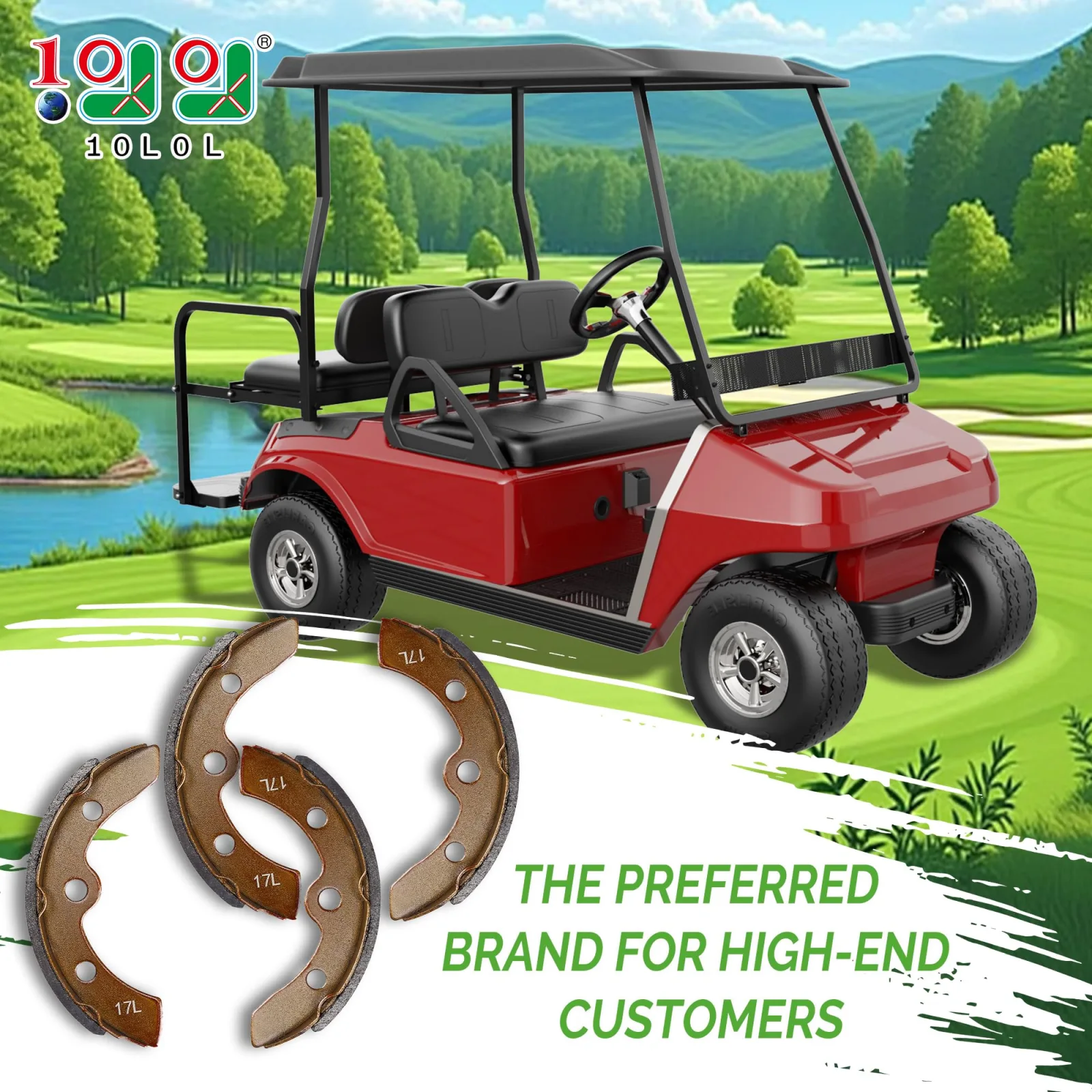 10L0L Golf Cart Brake Shoes Kit for EZGO, Club Car & Yamaha image 2